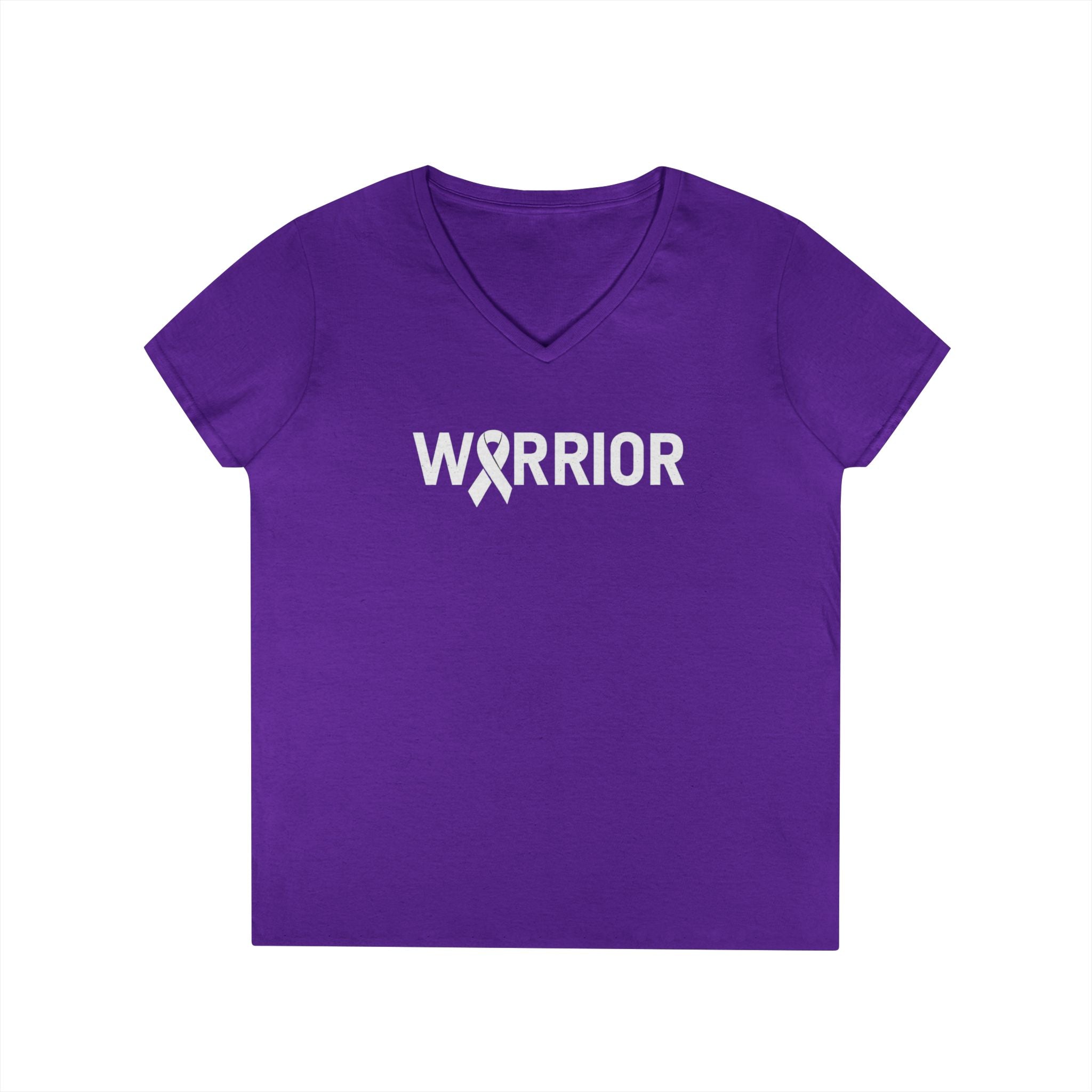 White Ribbon Warrior Gildan V-Neck Tee