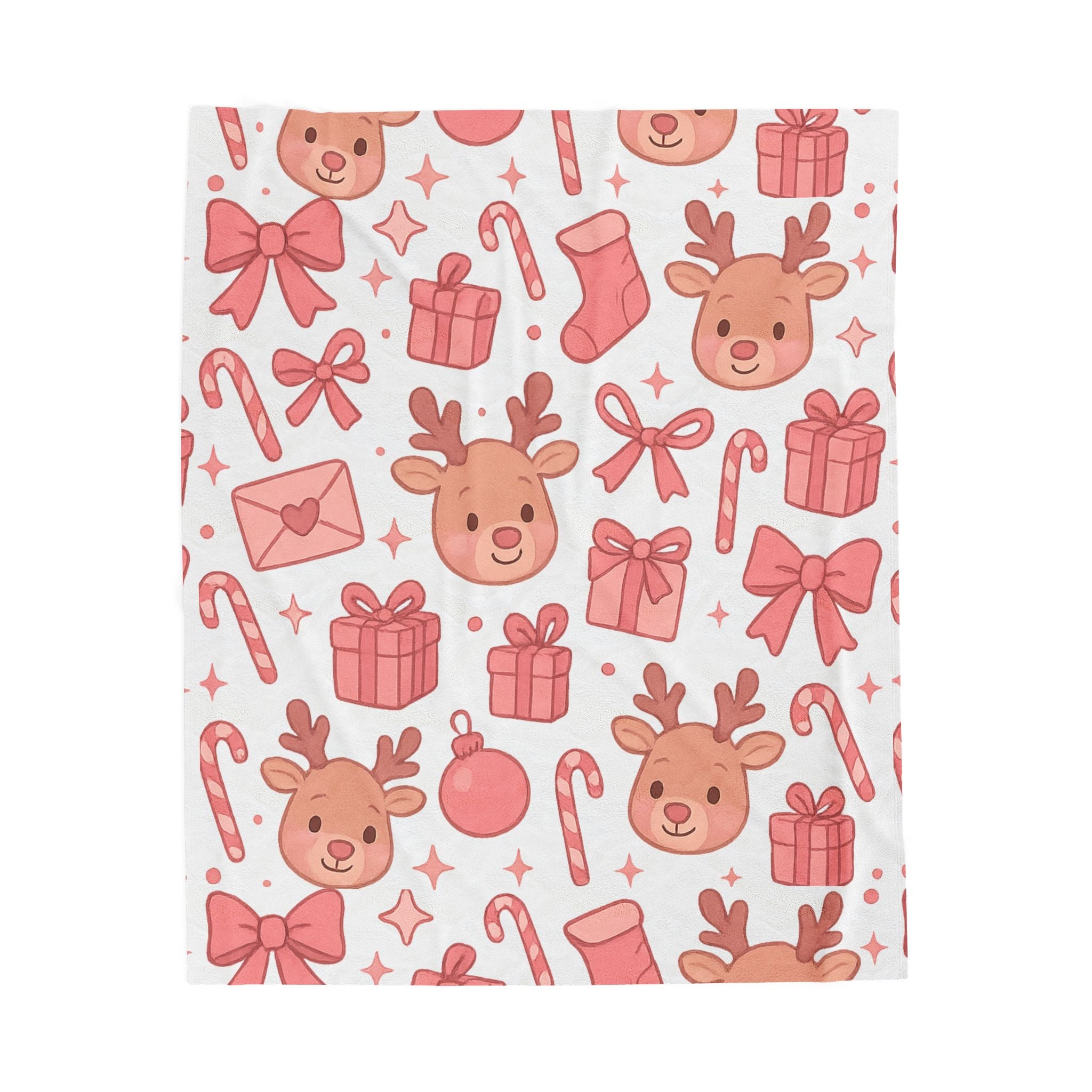 Plush Blanket - Cute Pink Christmas Throw
