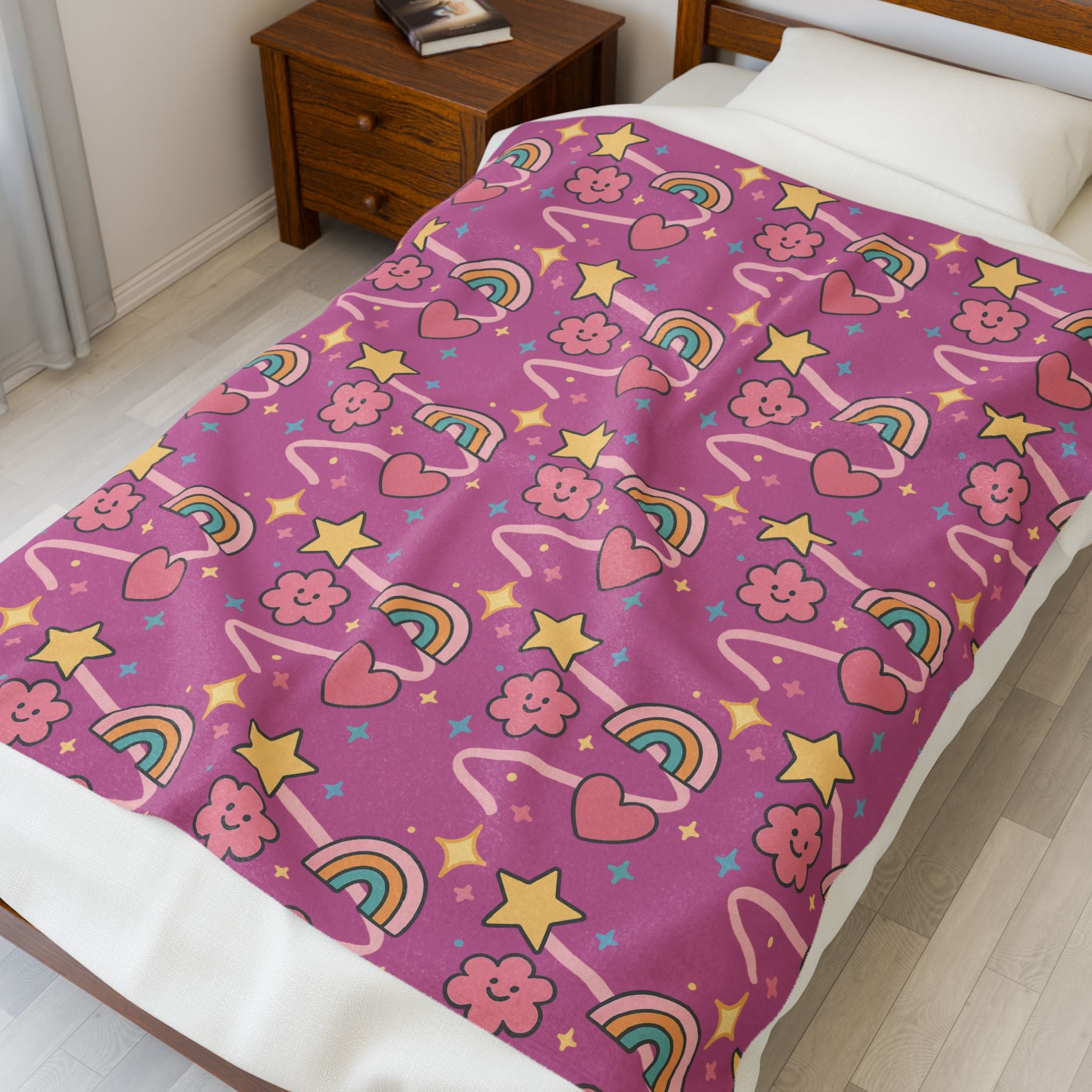 Plush Blanket- Cute Stars/Rainbows Throw