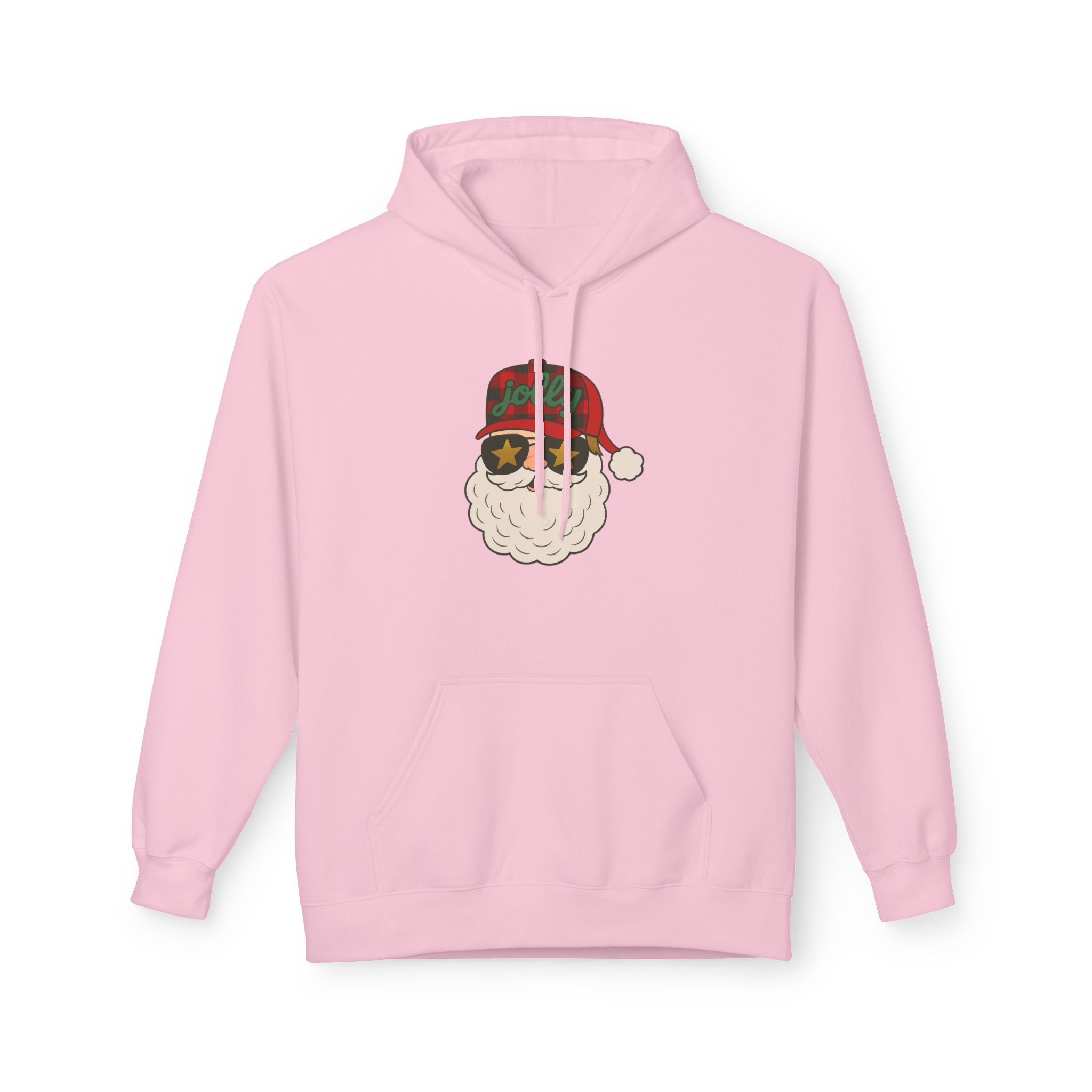 Buffalo Plaid Jolly Santa Fleece Hoodie