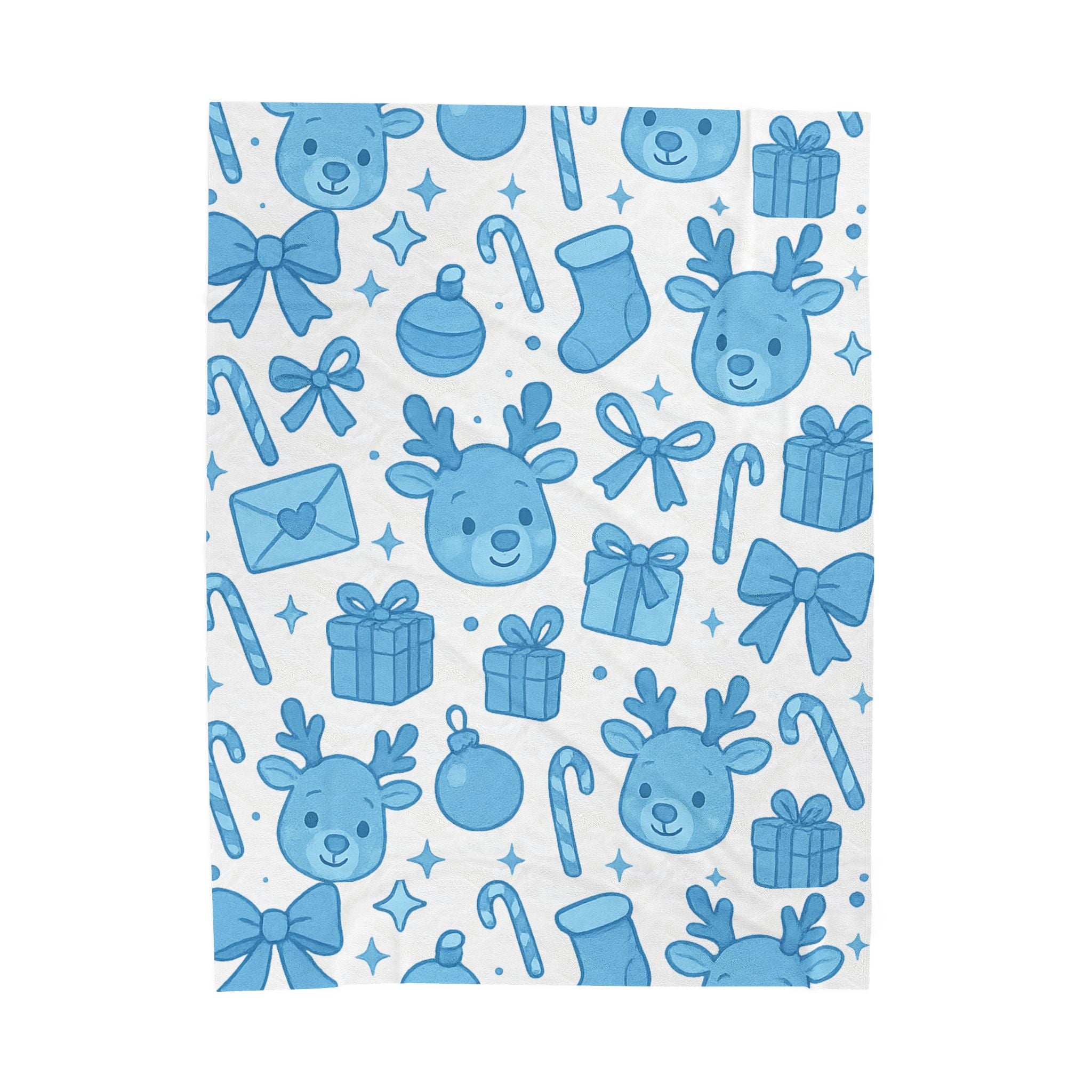 Plush Blanket - Cute Blue Christmas Throw