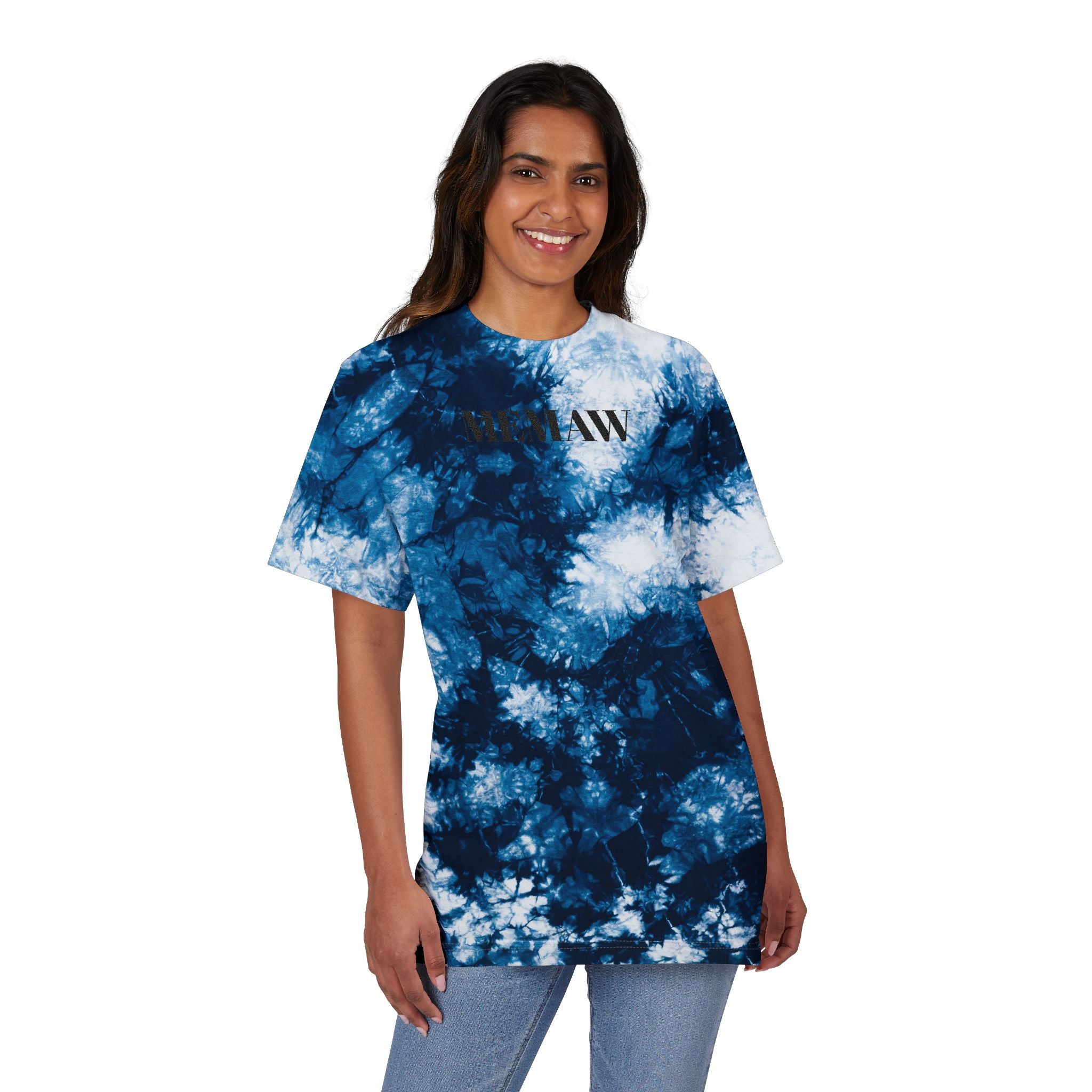Tie- Dye Memaw Black Text Embroidered Shirt