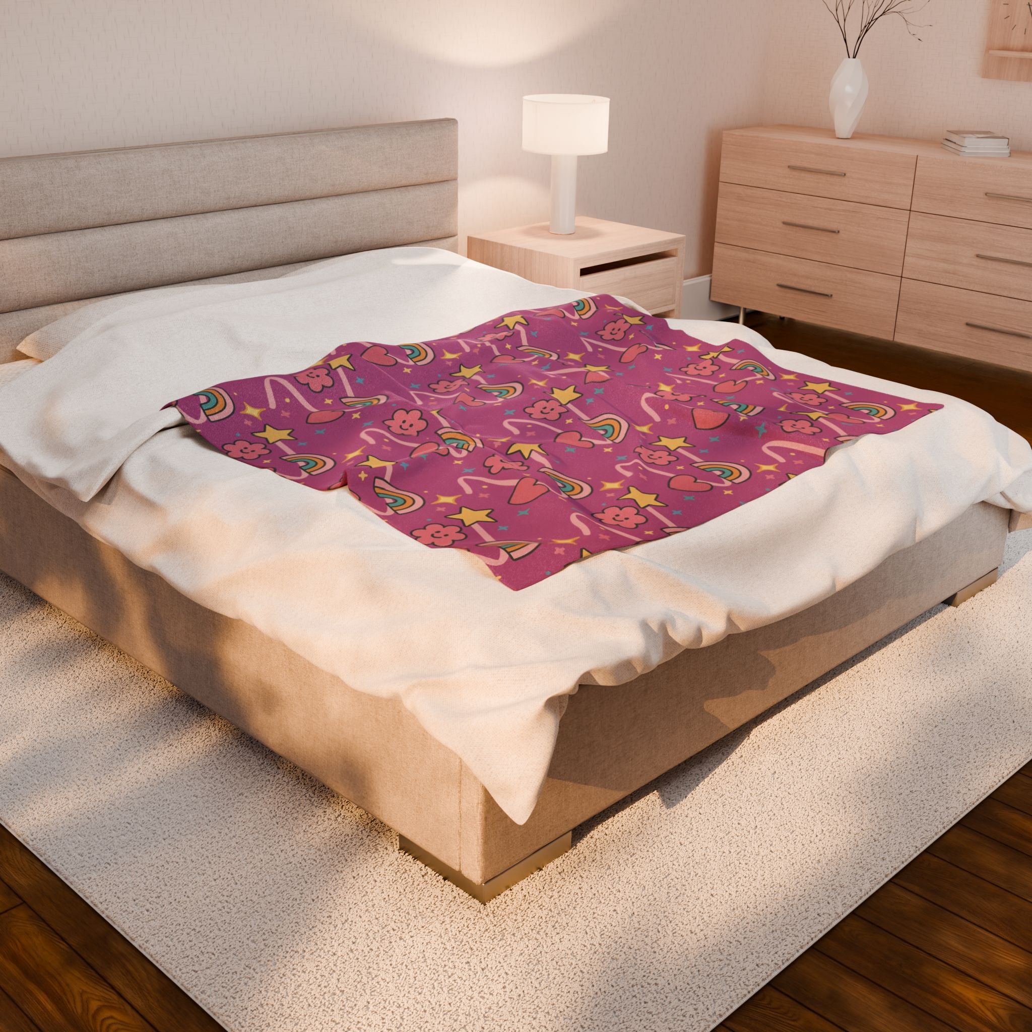 Plush Blanket- Cute Stars/Rainbows Throw
