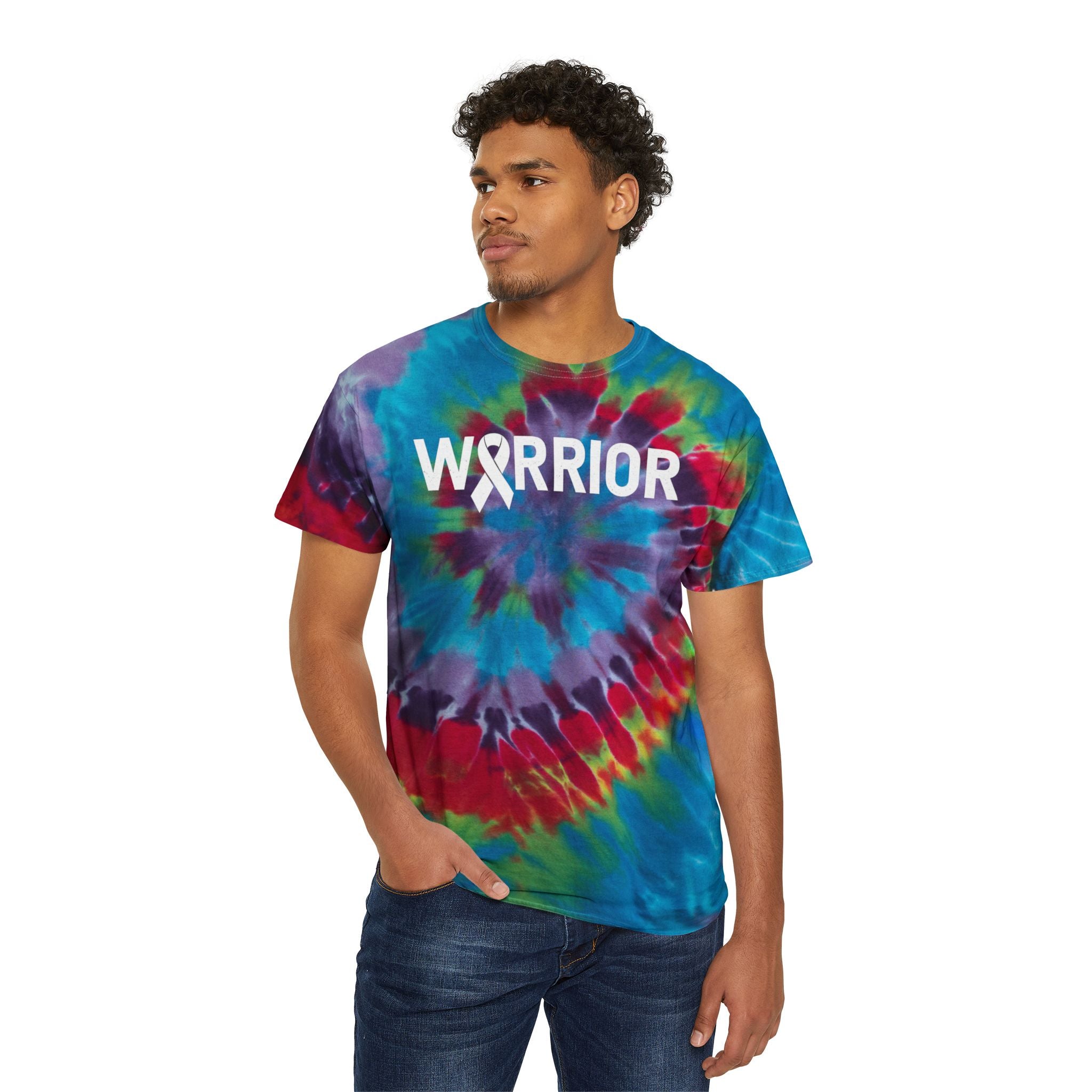 White Ribbon Warrior Tie-Dye Spiral Tee