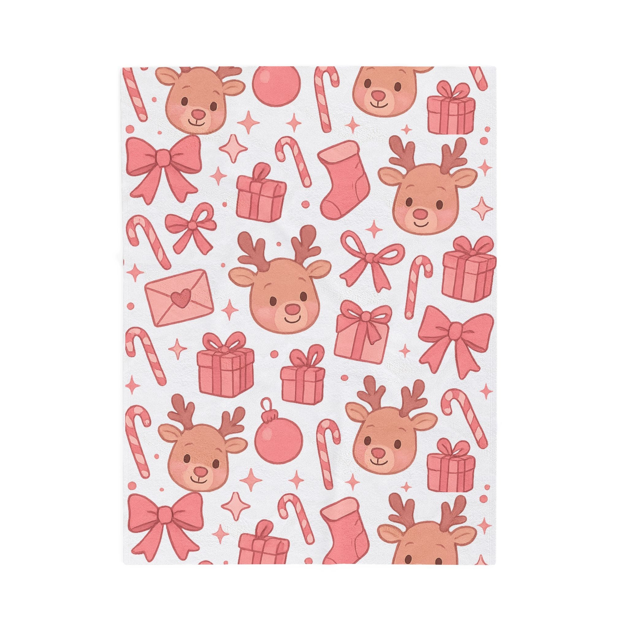 Plush Blanket - Cute Pink Christmas Throw