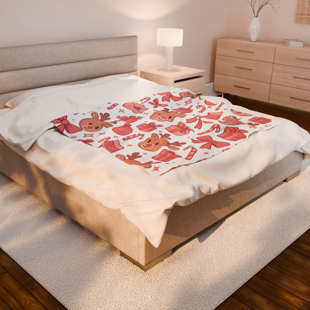 Plush Blanket - Cute Pink Christmas Throw