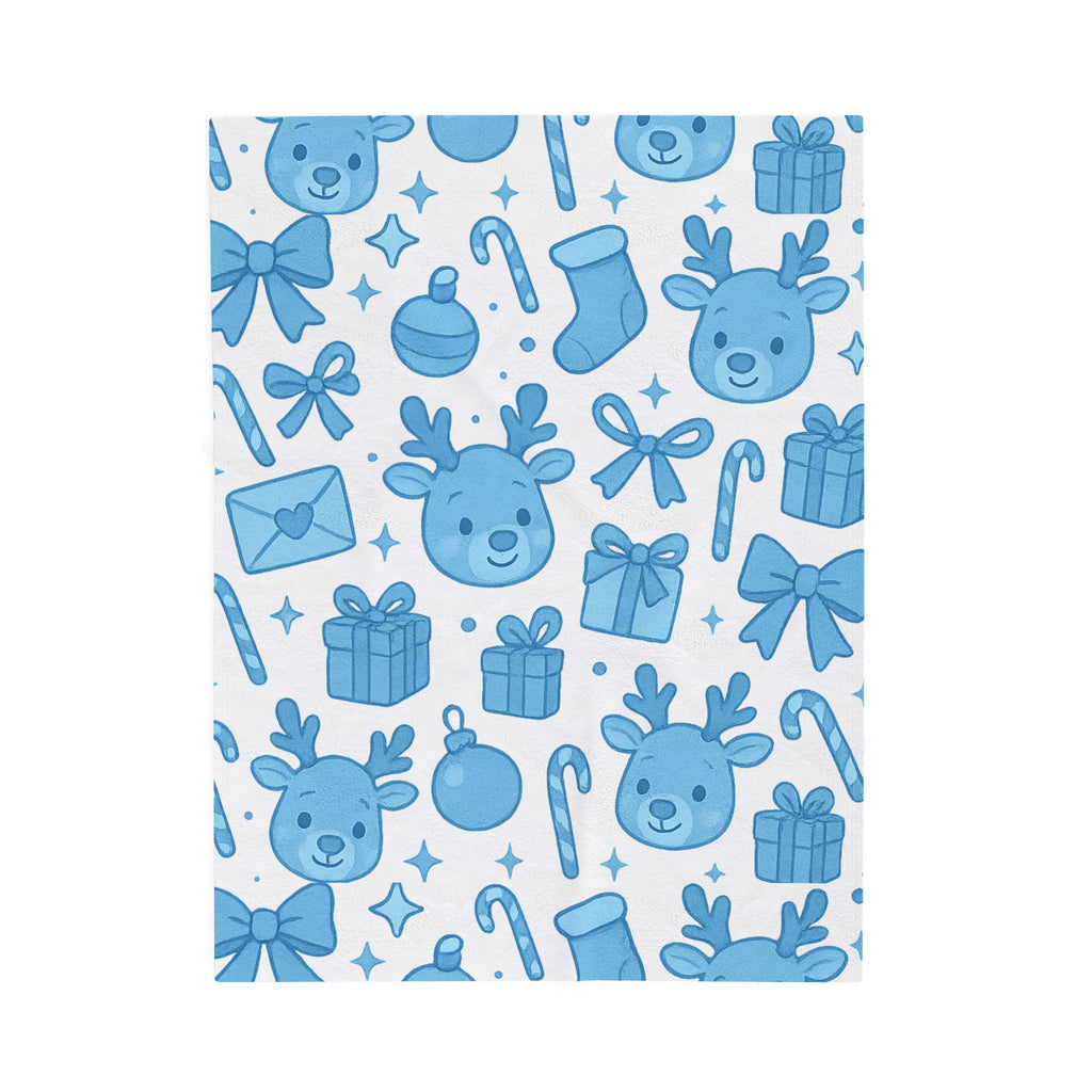 Plush Blanket - Cute Blue Christmas Throw