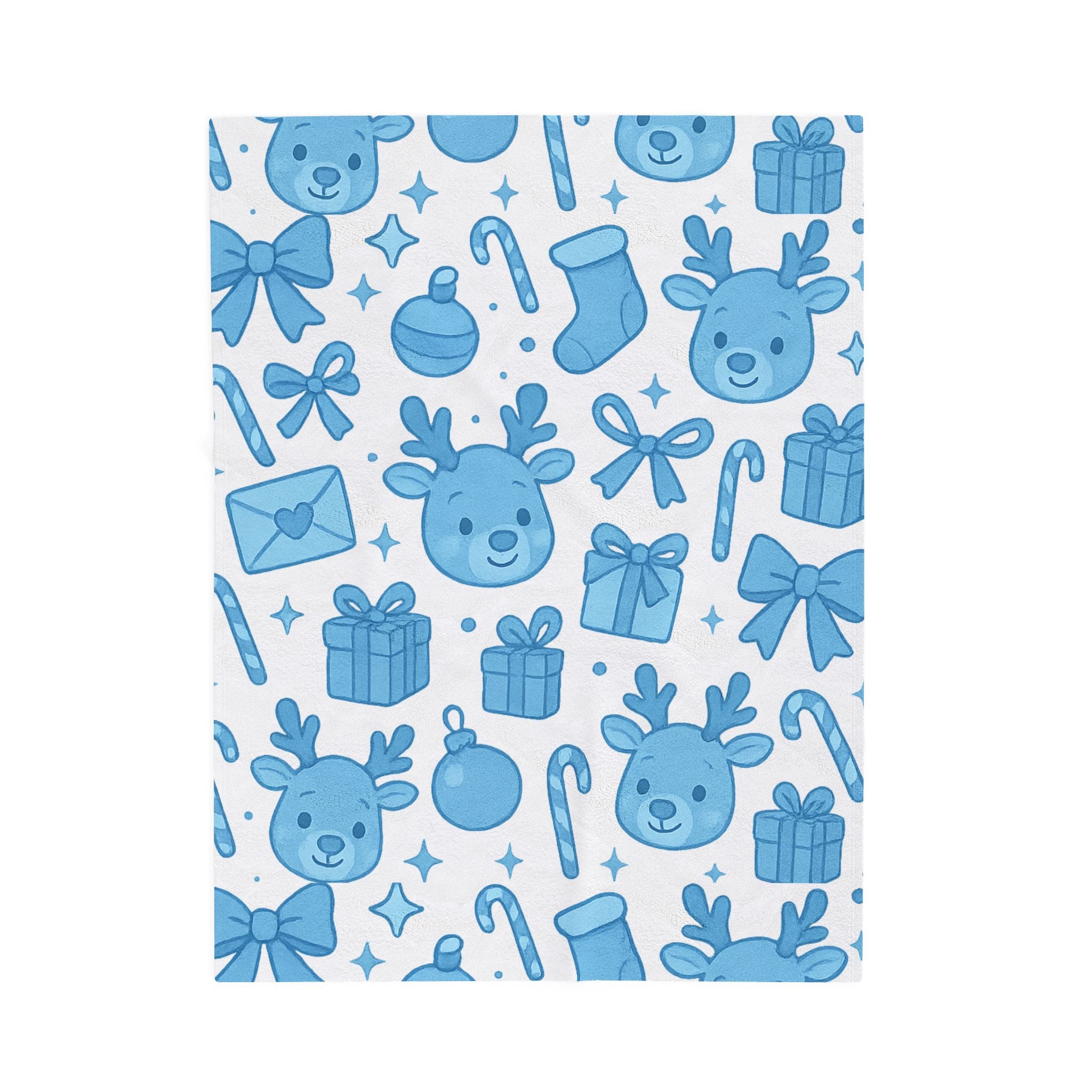 Plush Blanket - Cute Blue Christmas Throw