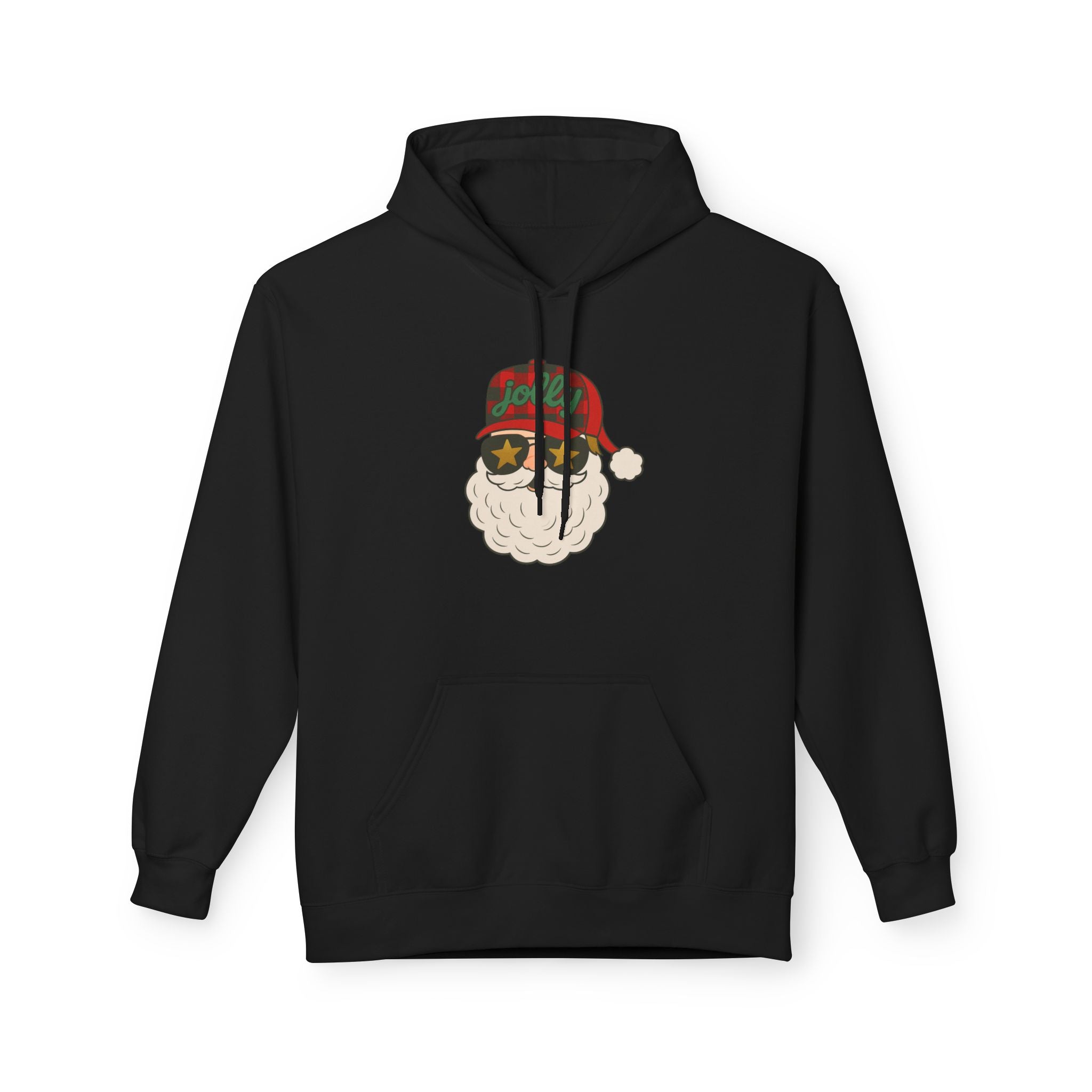 Buffalo Plaid Jolly Santa Fleece Hoodie
