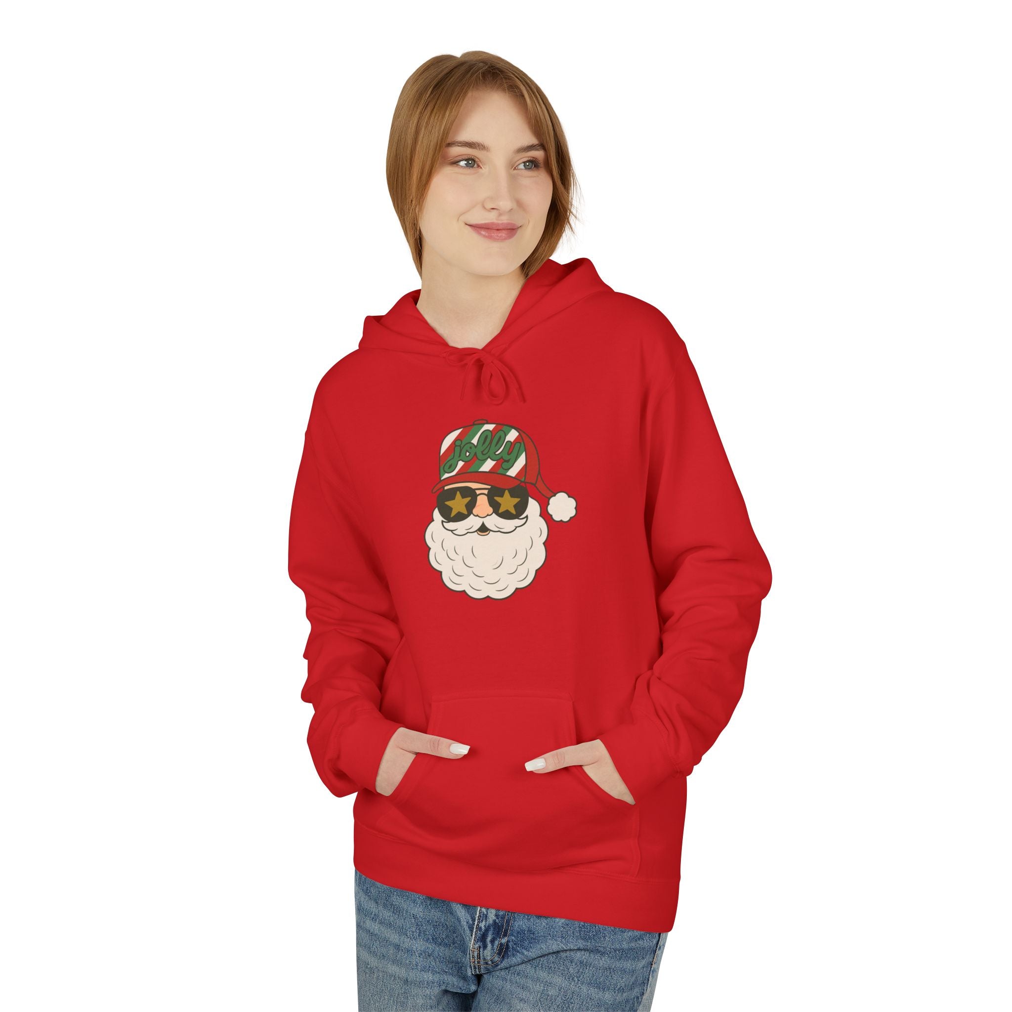 Striped Jolly Santa Fleece Hoodie