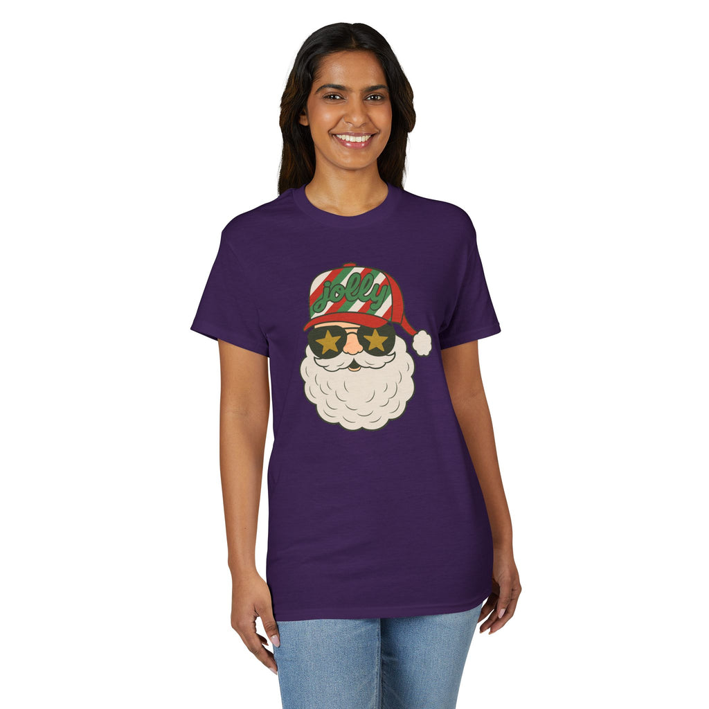 Striped Jolly Santa Gildan unisex T-Shirt