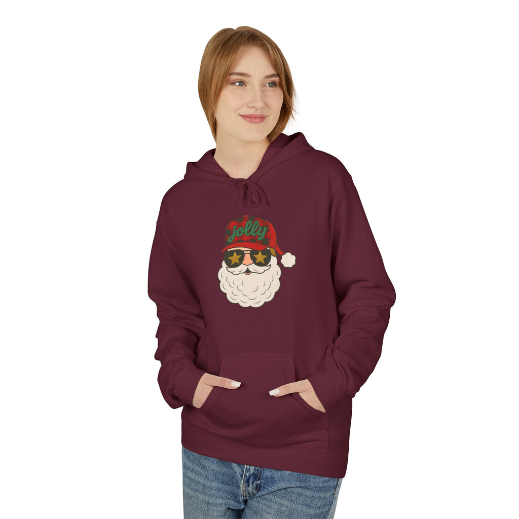 Buffalo Plaid Jolly Santa Fleece Hoodie