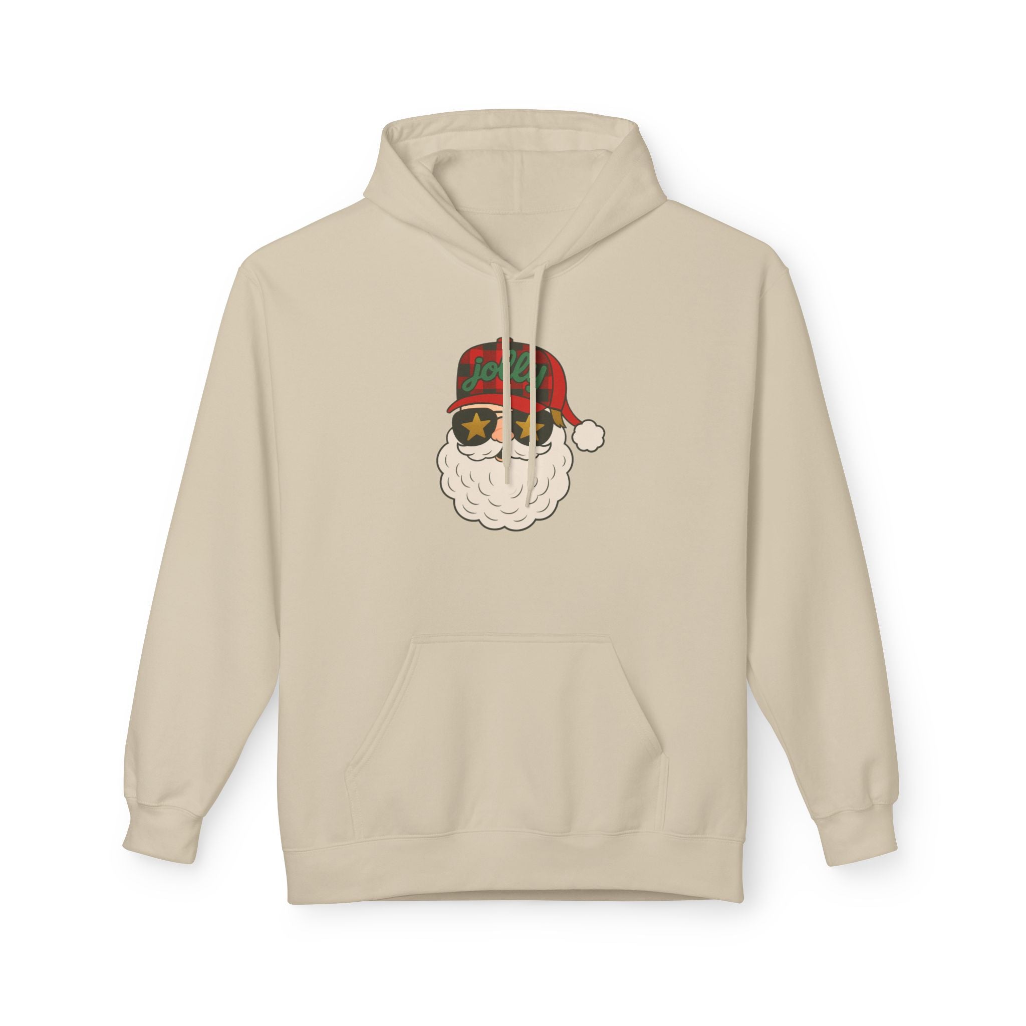 Buffalo Plaid Jolly Santa Fleece Hoodie