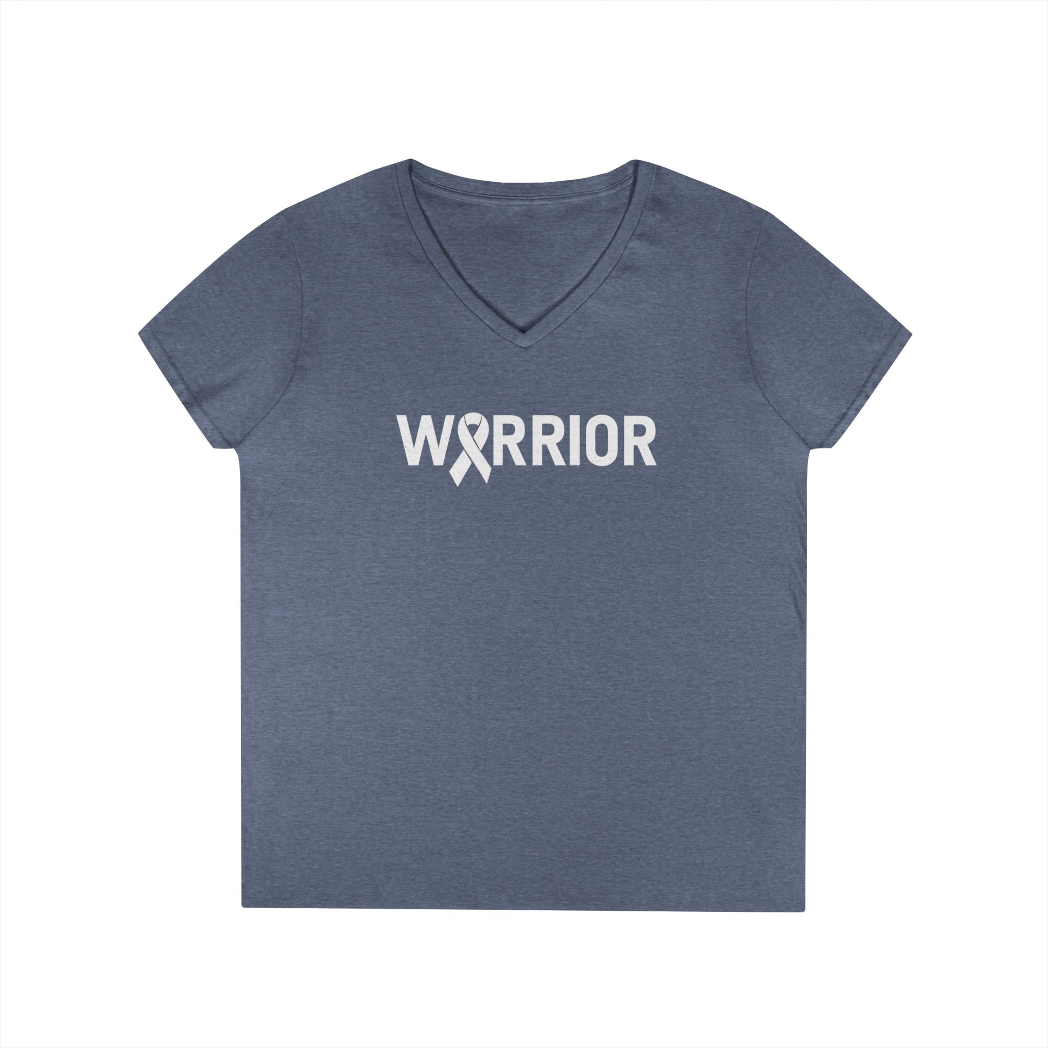 White Ribbon Warrior Gildan V-Neck Tee