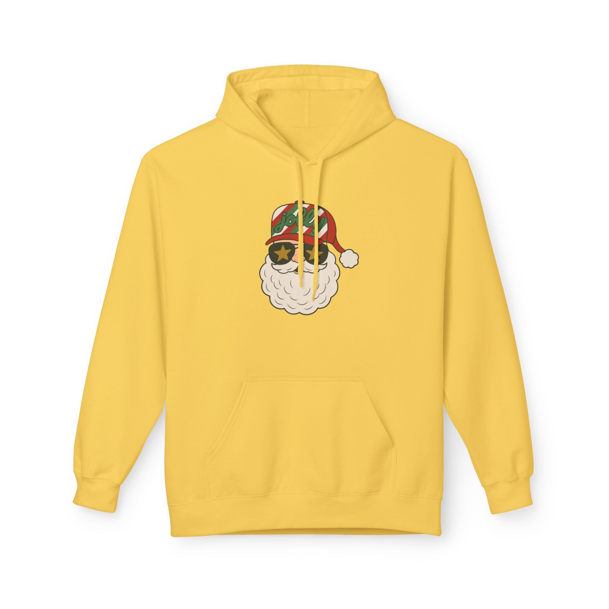 Striped Jolly Santa Fleece Hoodie