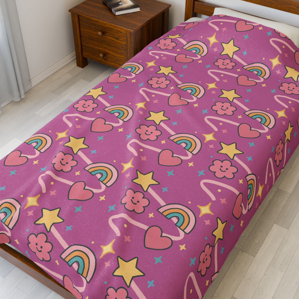 Plush Blanket- Cute Stars/Rainbows Throw