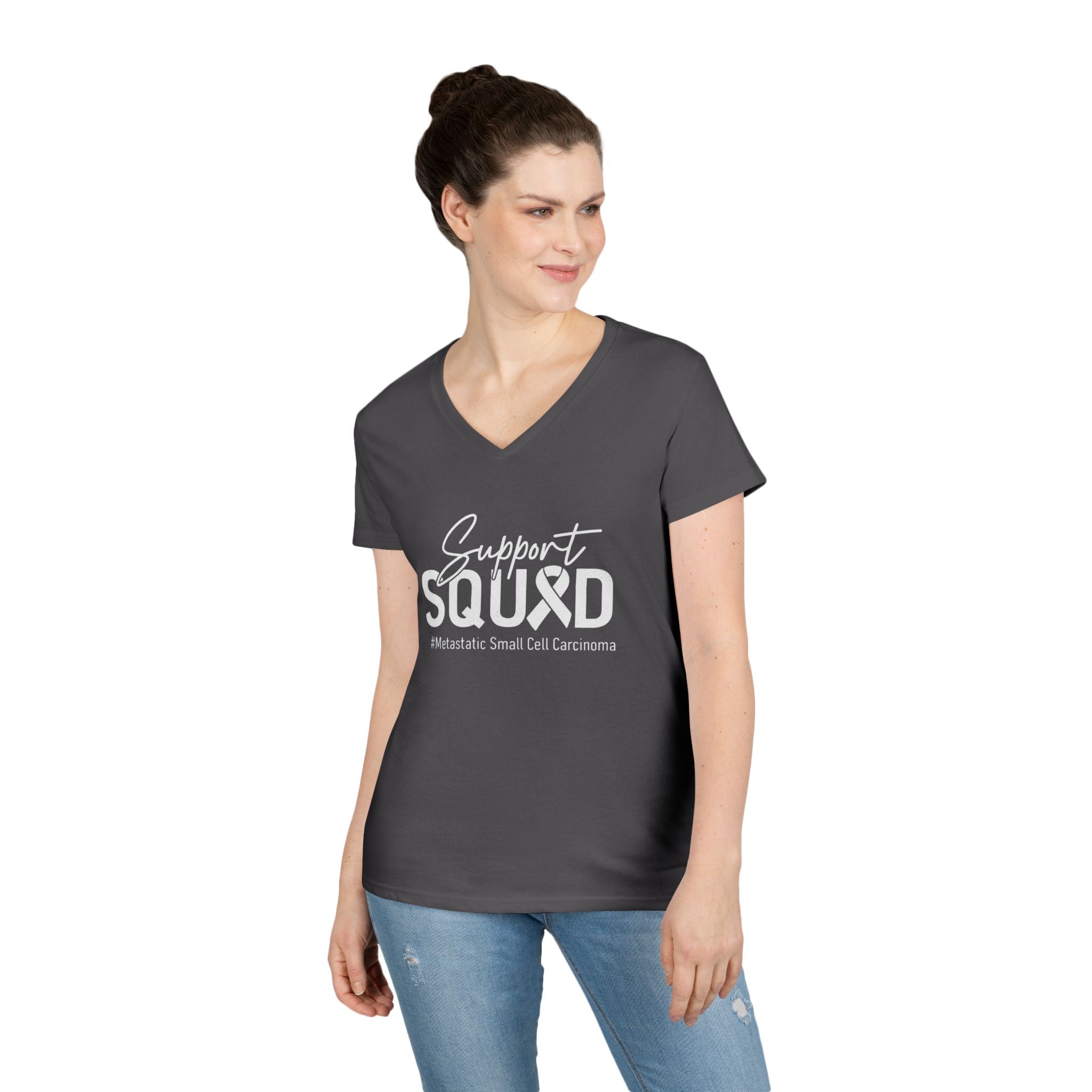 White Ribbon Support Gildan V-Neck Tee