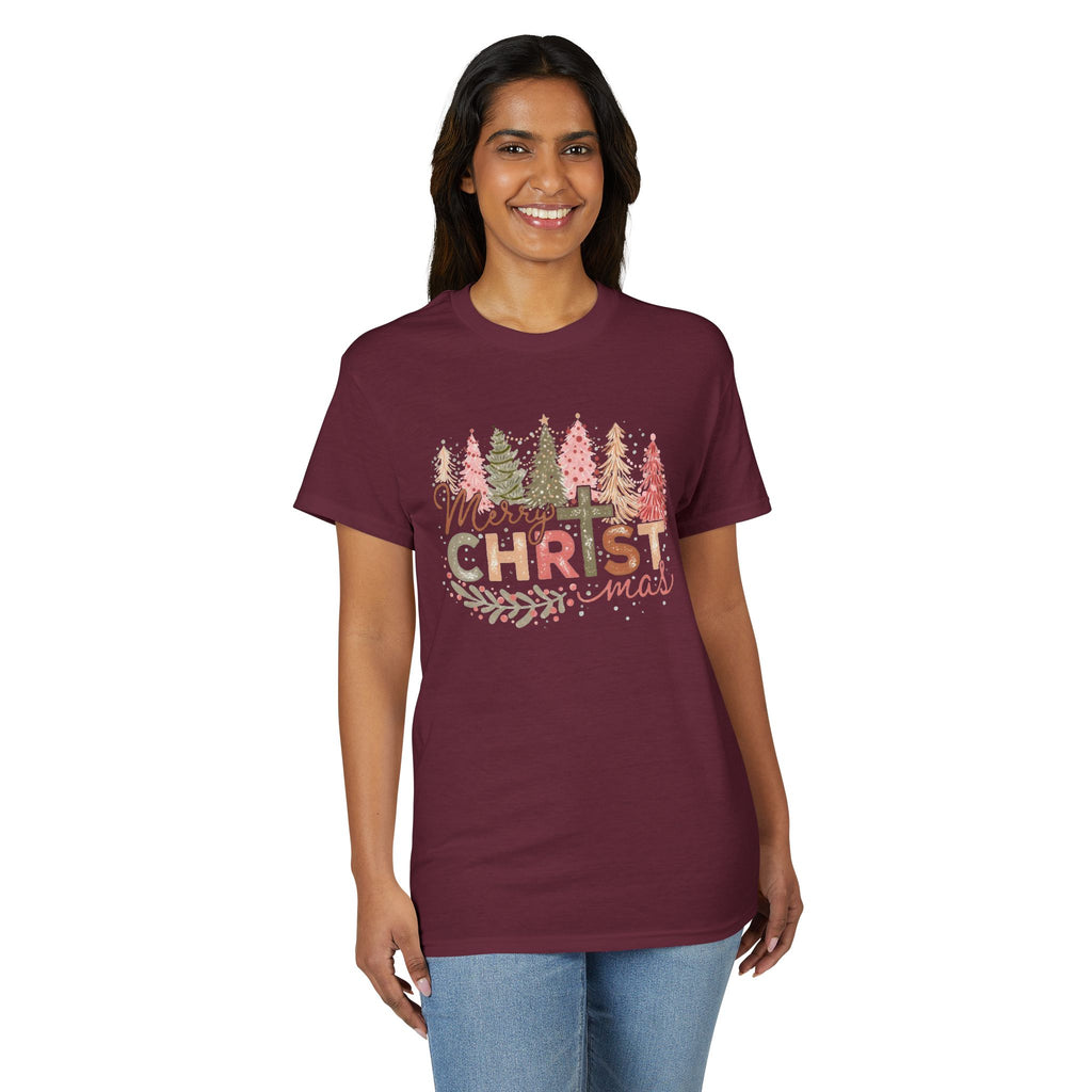 Merry Christmas Cross Gildan unisex T-Shirt