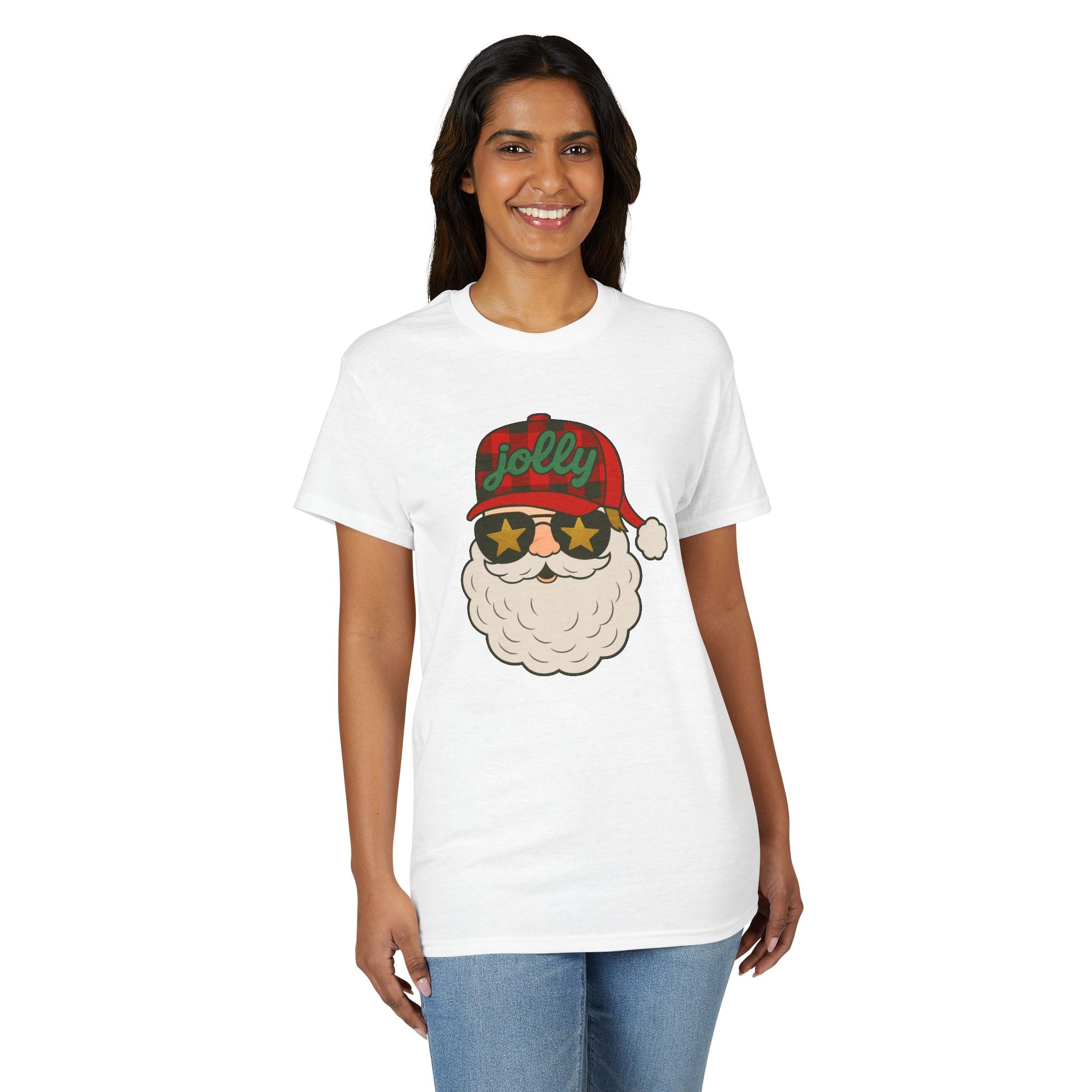 Buffalo Plaid Jolly Santa Gildan unisex T-Shirt