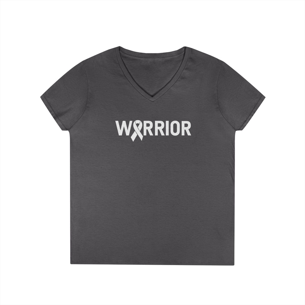 White Ribbon Warrior Gildan V-Neck Tee
