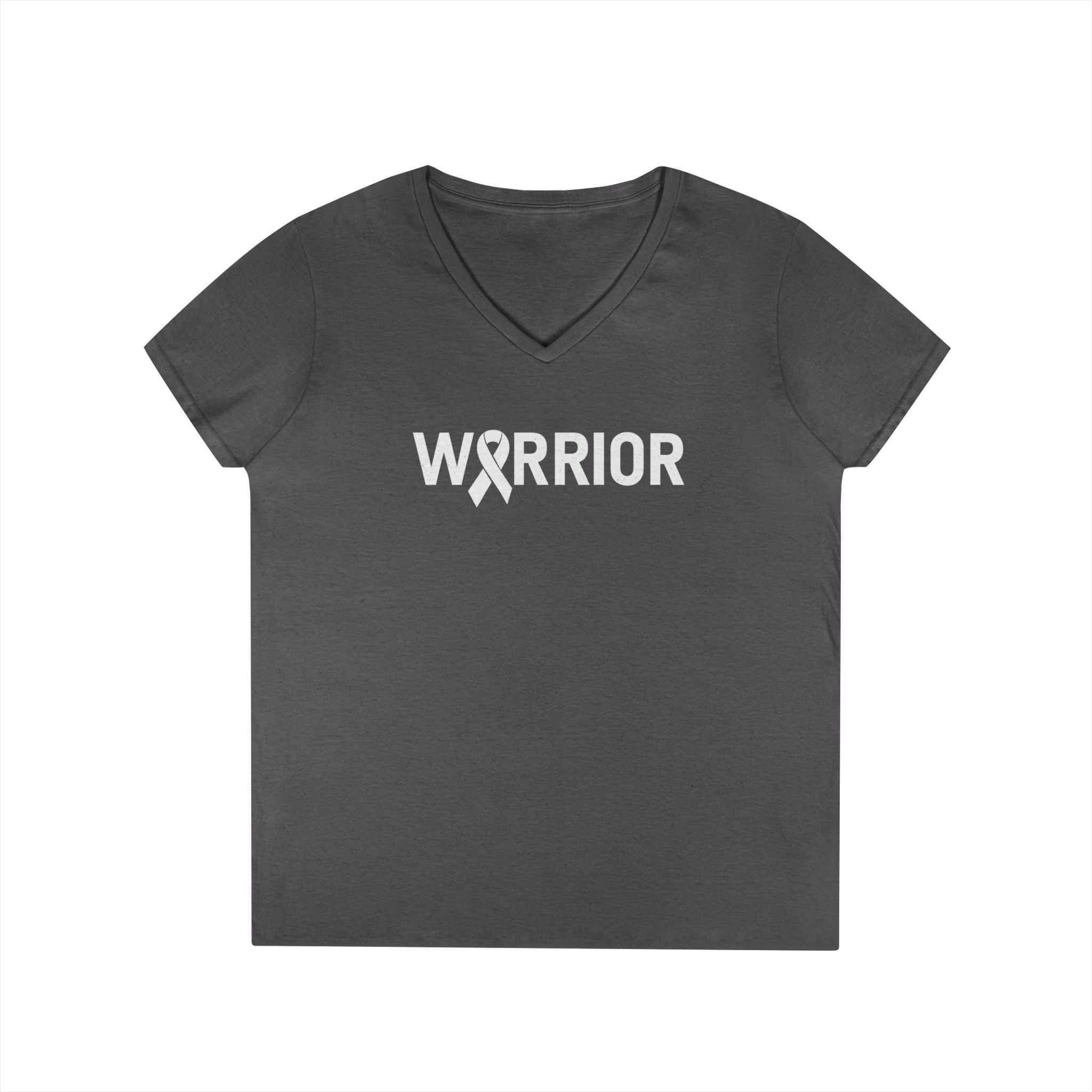 White Ribbon Warrior Gildan V-Neck Tee