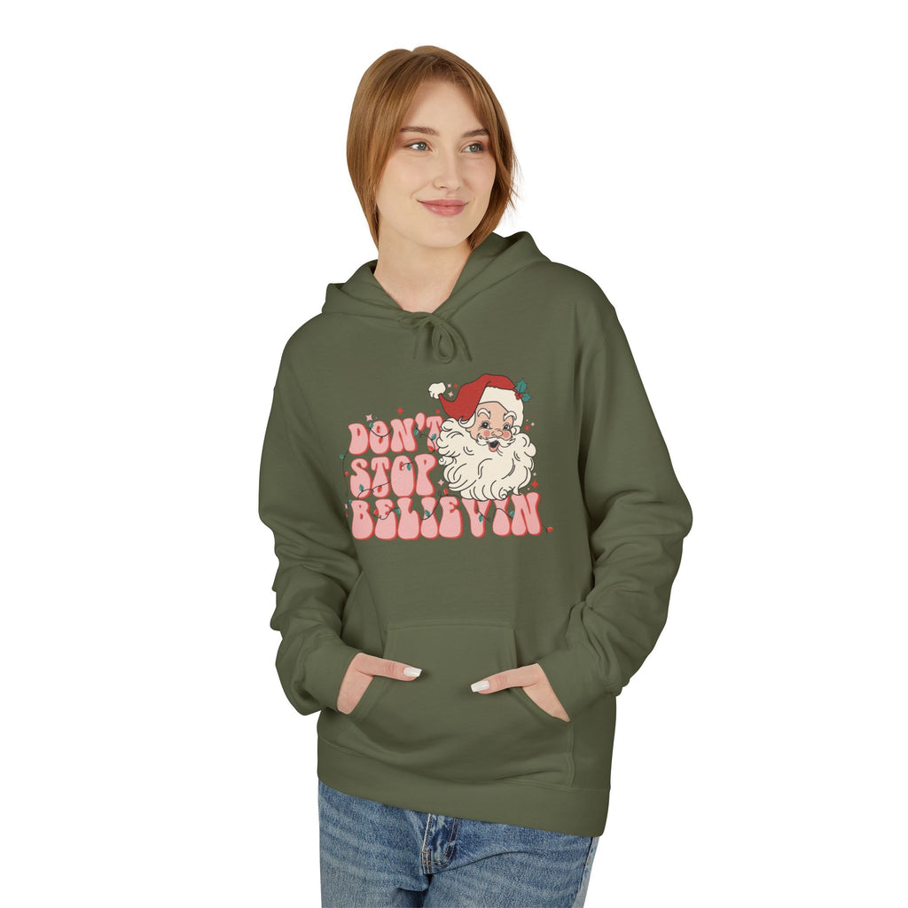 Don’t Stop Believin’ in Santa Fleece Hoodie
