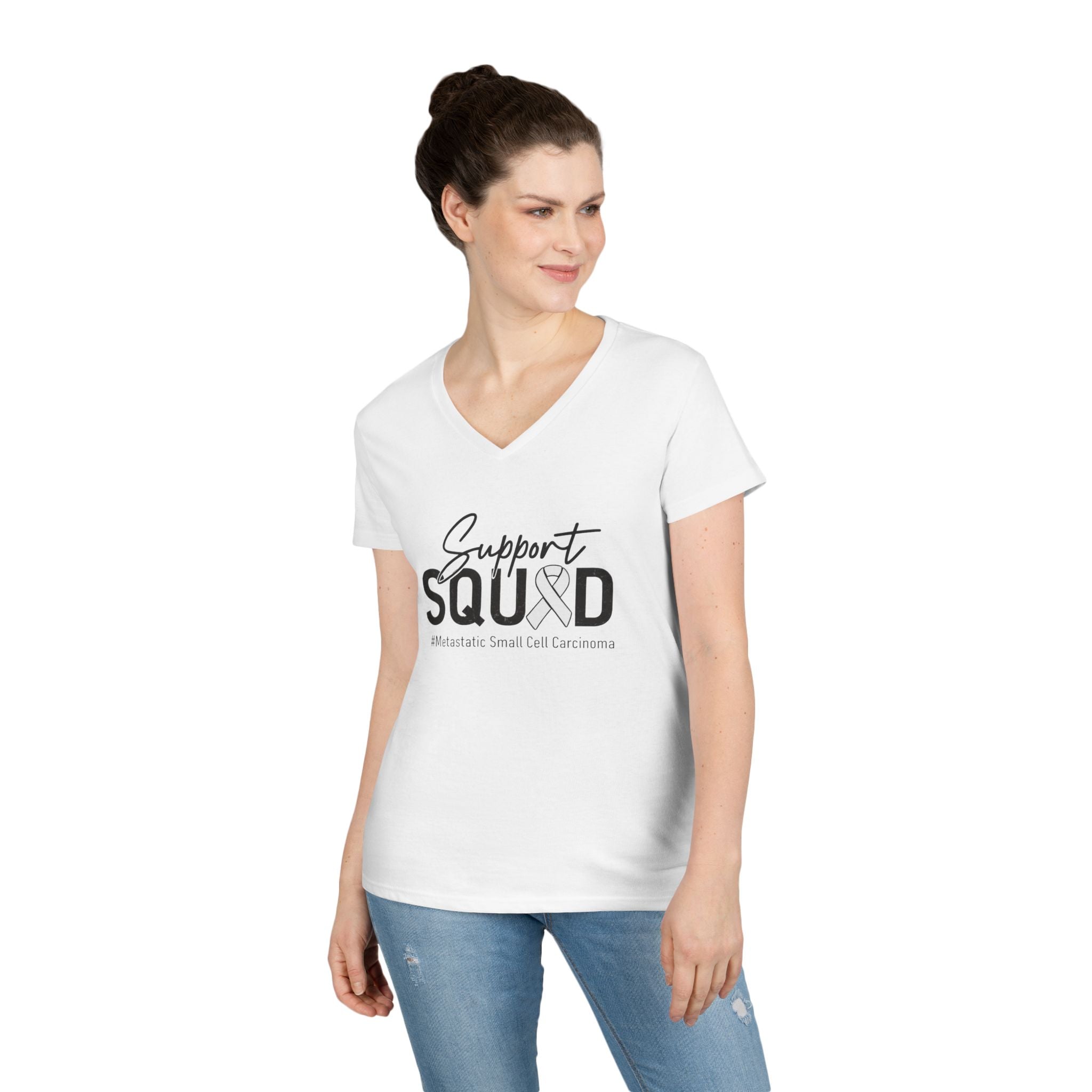 White Ribbon Support Gildan V-Neck Tee