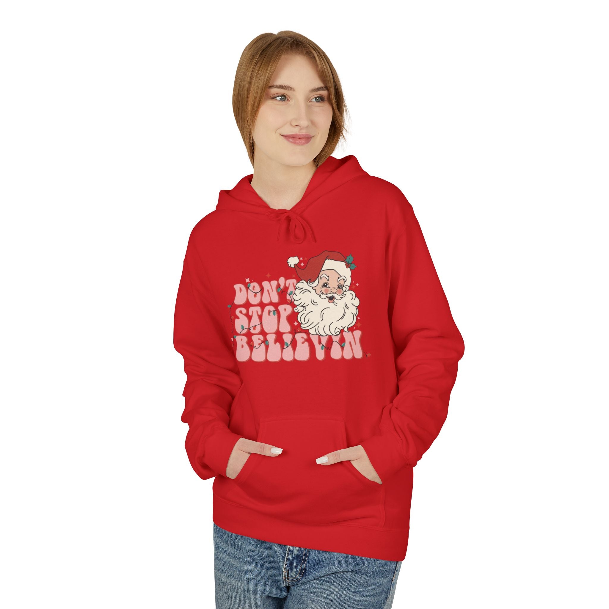 Don’t Stop Believin’ in Santa Fleece Hoodie