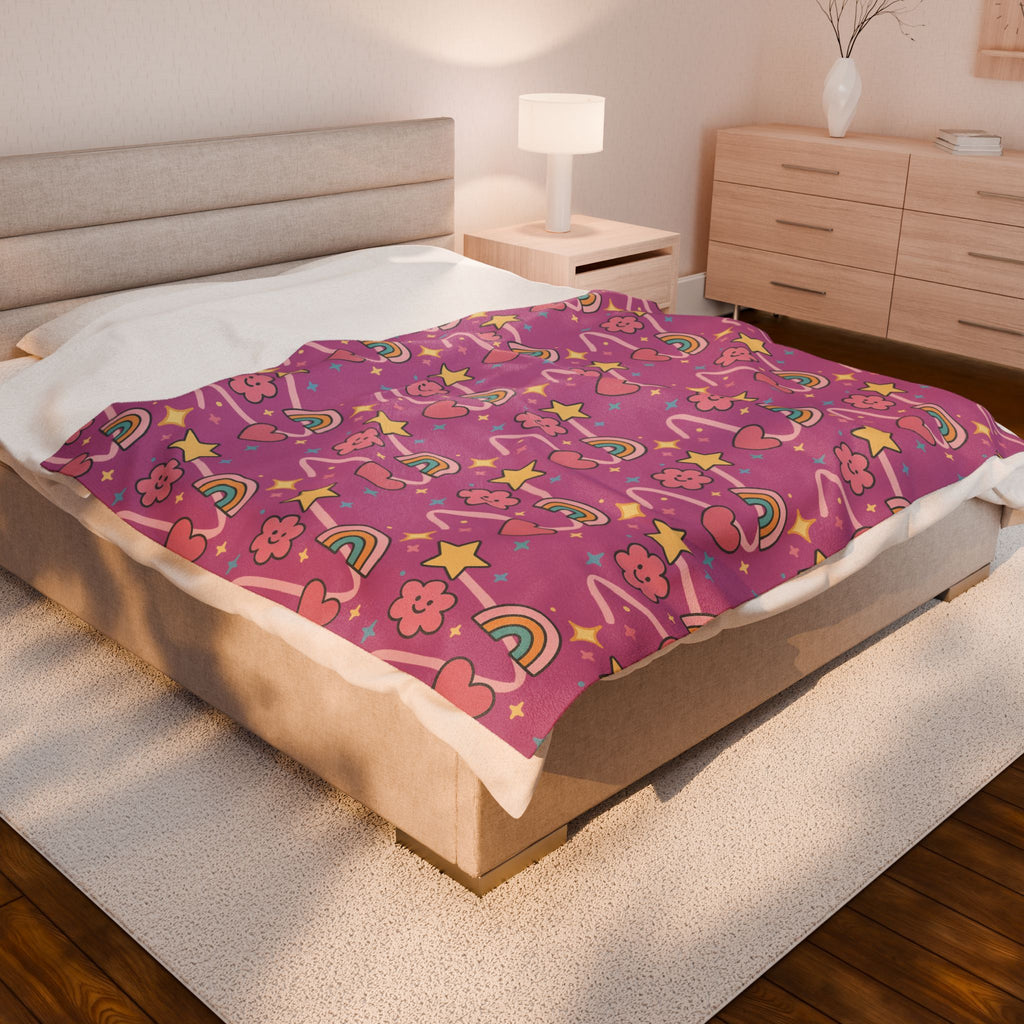 Plush Blanket- Cute Stars/Rainbows Throw