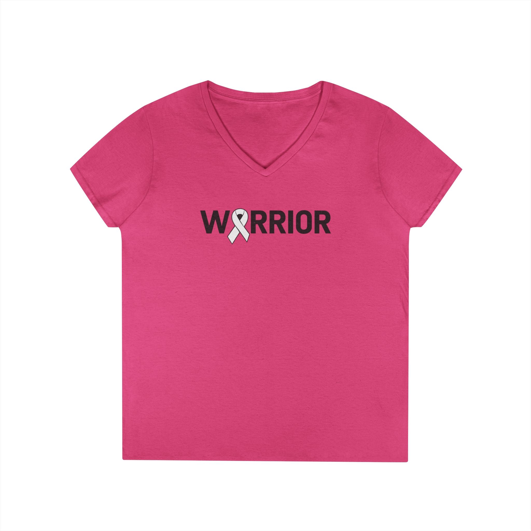 White Ribbon Warrior Gildan V-Neck Tee