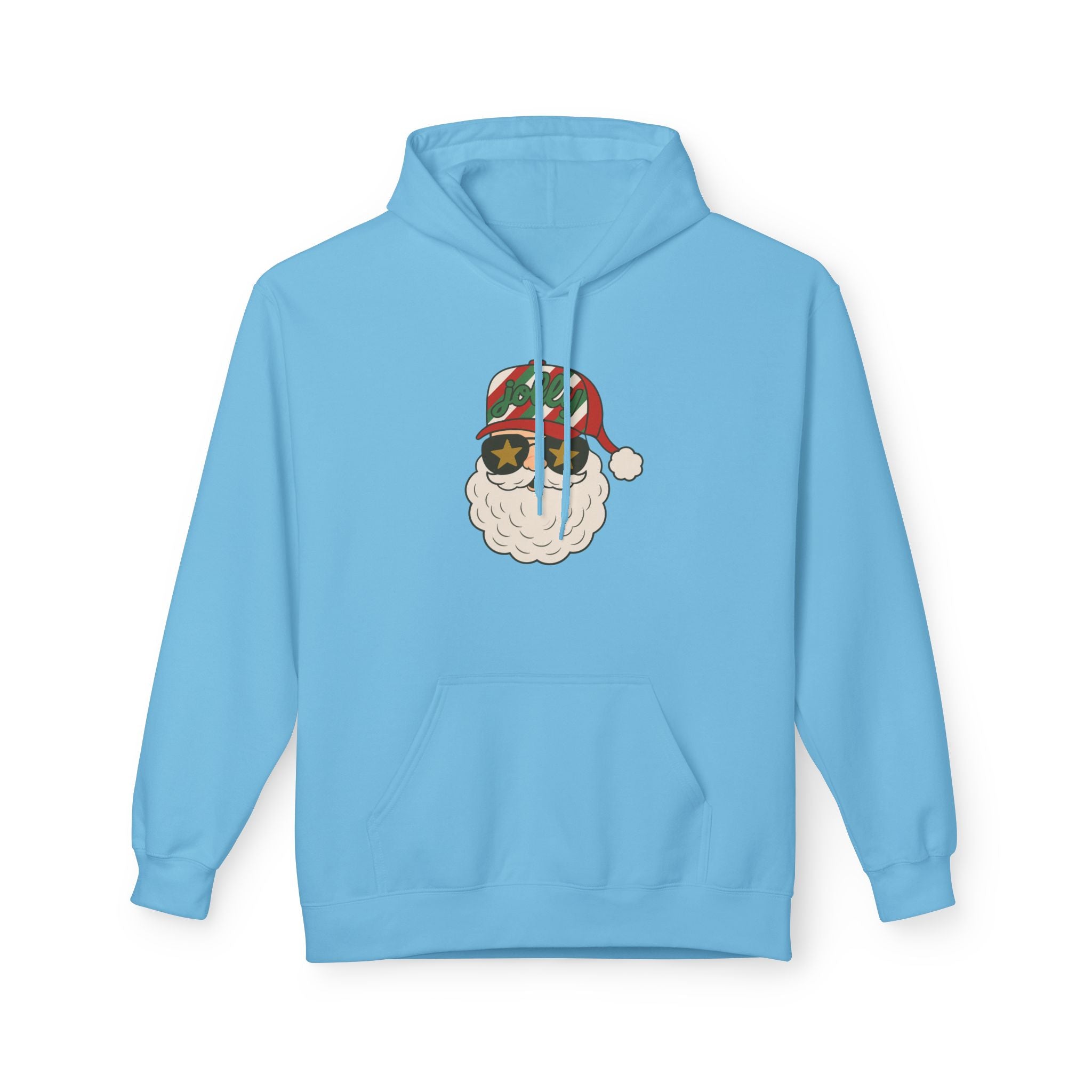 Striped Jolly Santa Fleece Hoodie