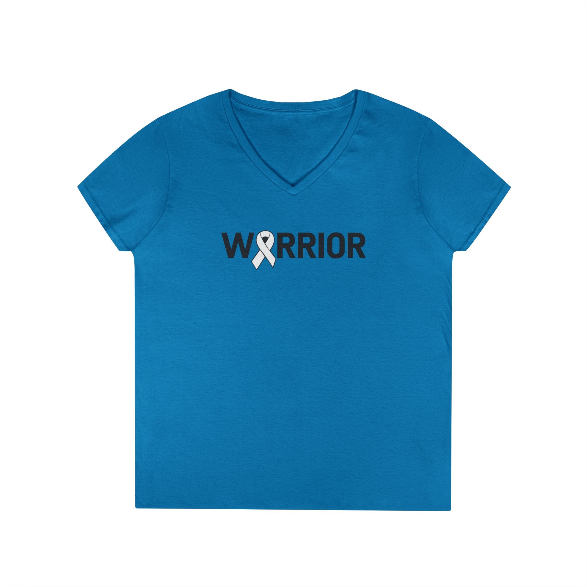White Ribbon Warrior Gildan V-Neck Tee
