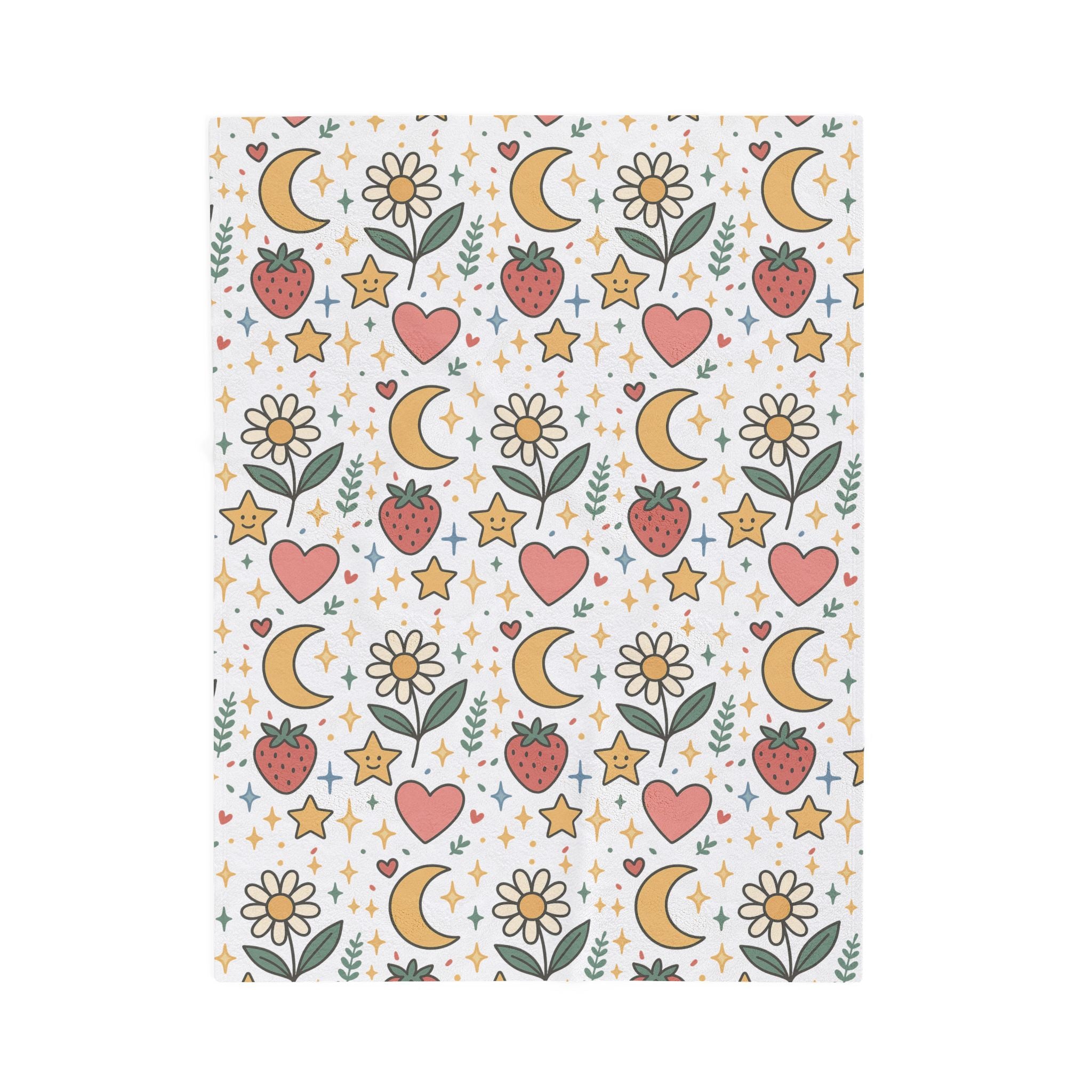 Plush Blanket- Cute Strawberries/ Flowers Throw