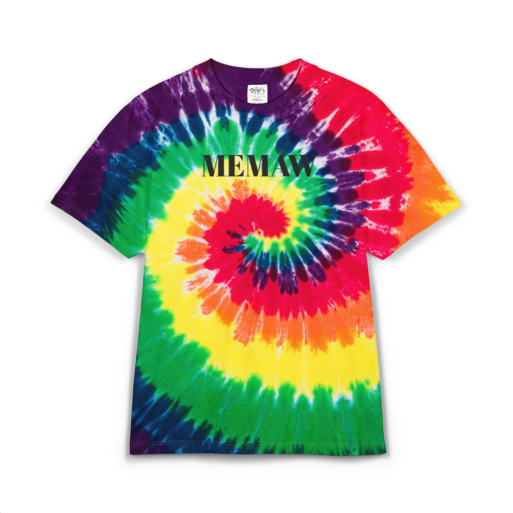 Tie- Dye Memaw Black Text Embroidered Shirt