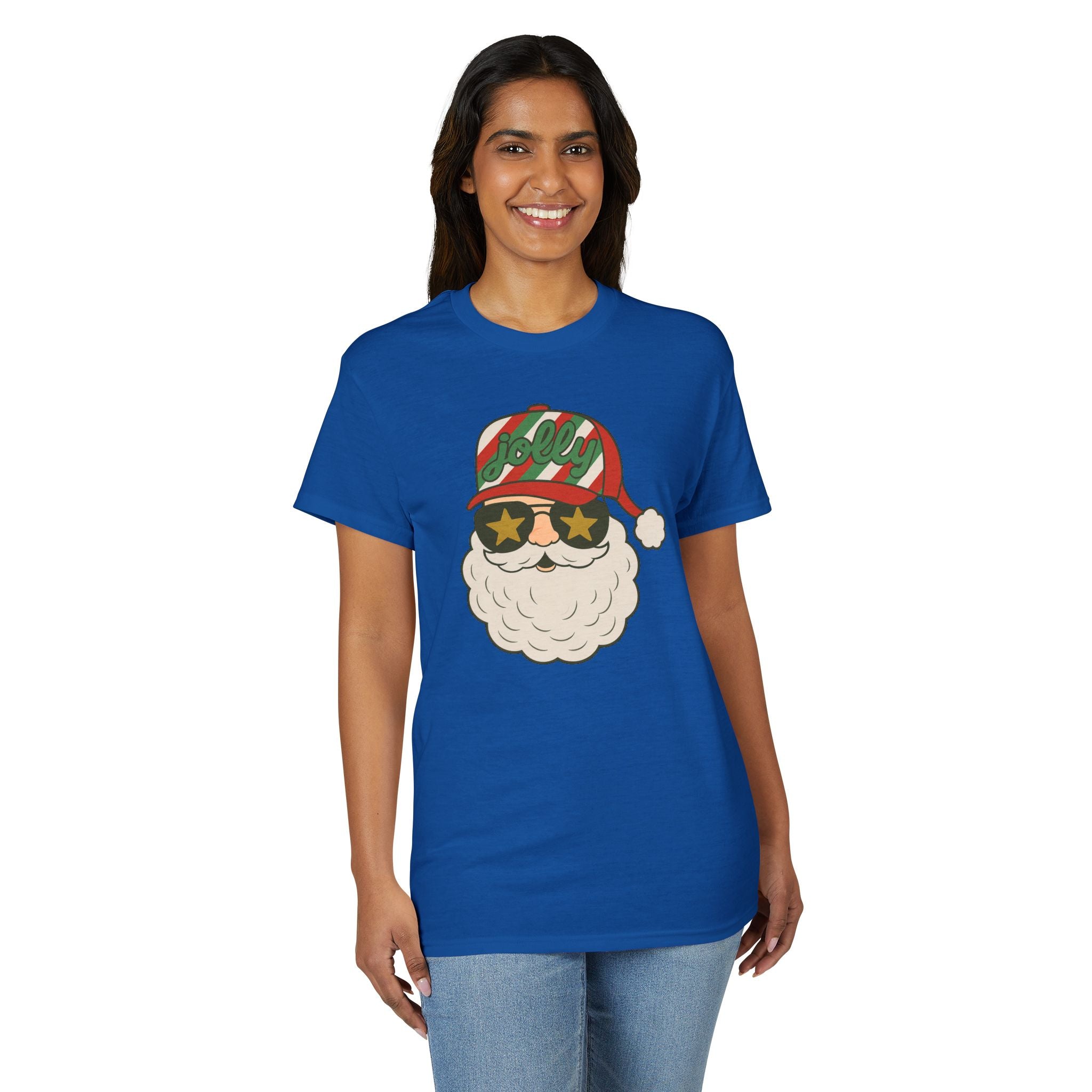 Striped Jolly Santa Gildan unisex T-Shirt