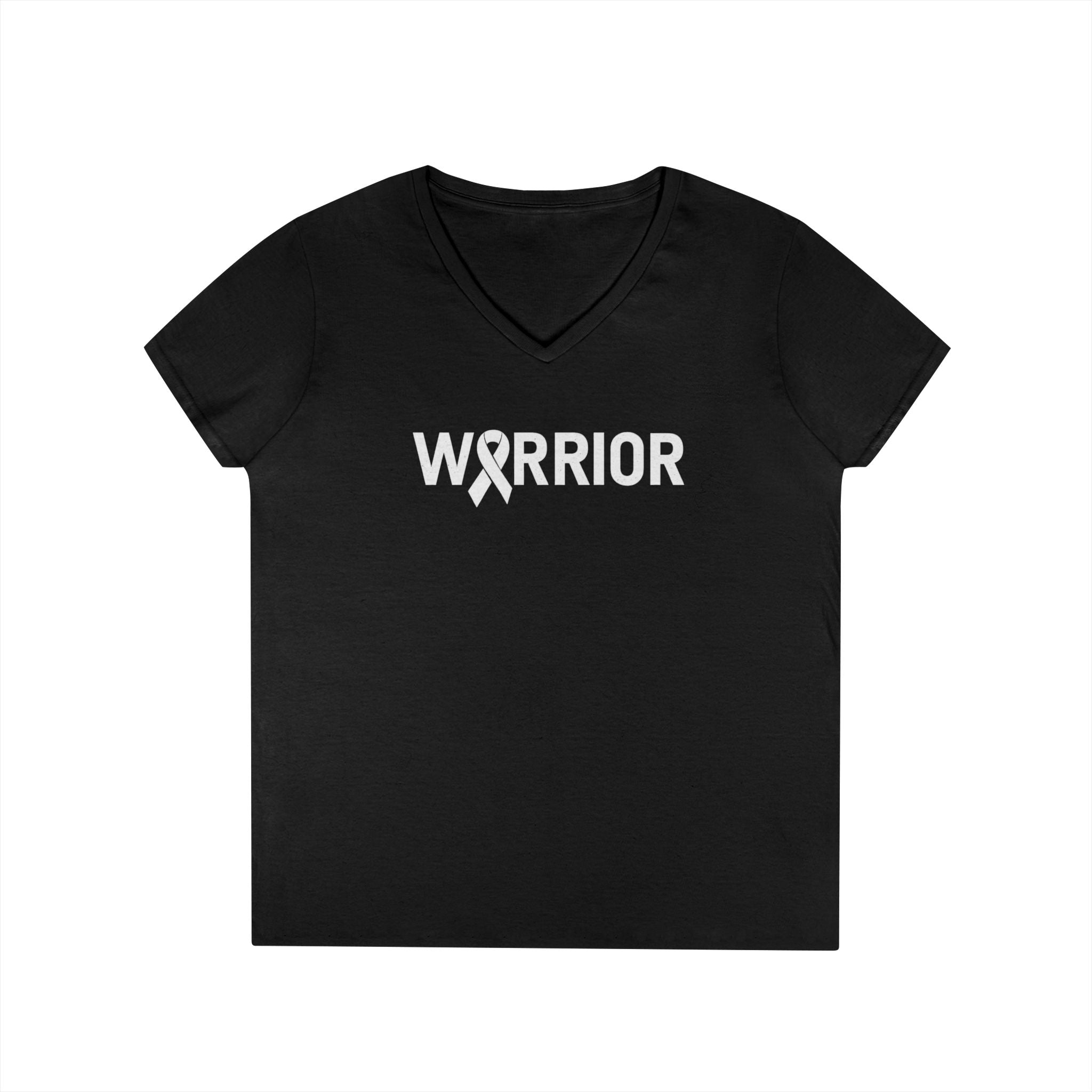 White Ribbon Warrior Gildan V-Neck Tee