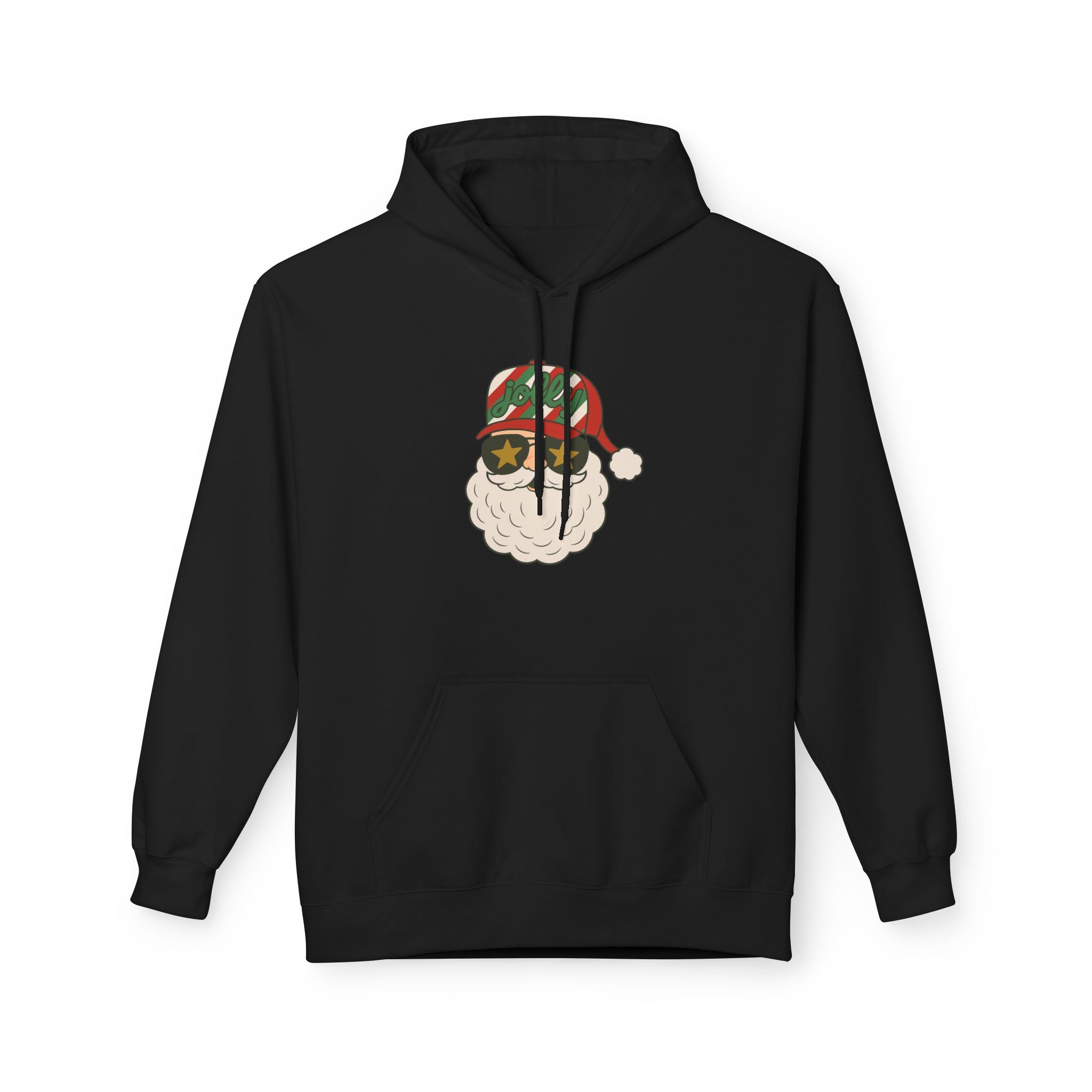 Striped Jolly Santa Fleece Hoodie