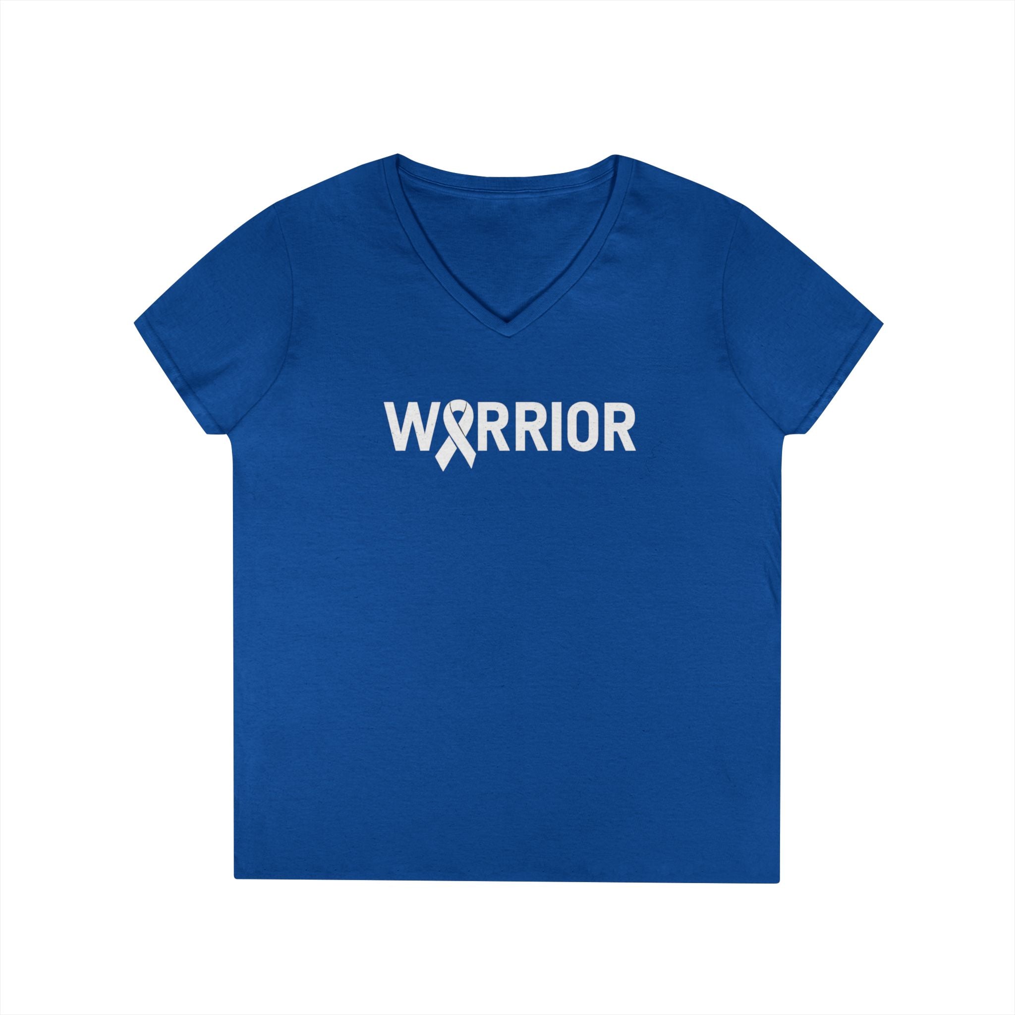 White Ribbon Warrior Gildan V-Neck Tee