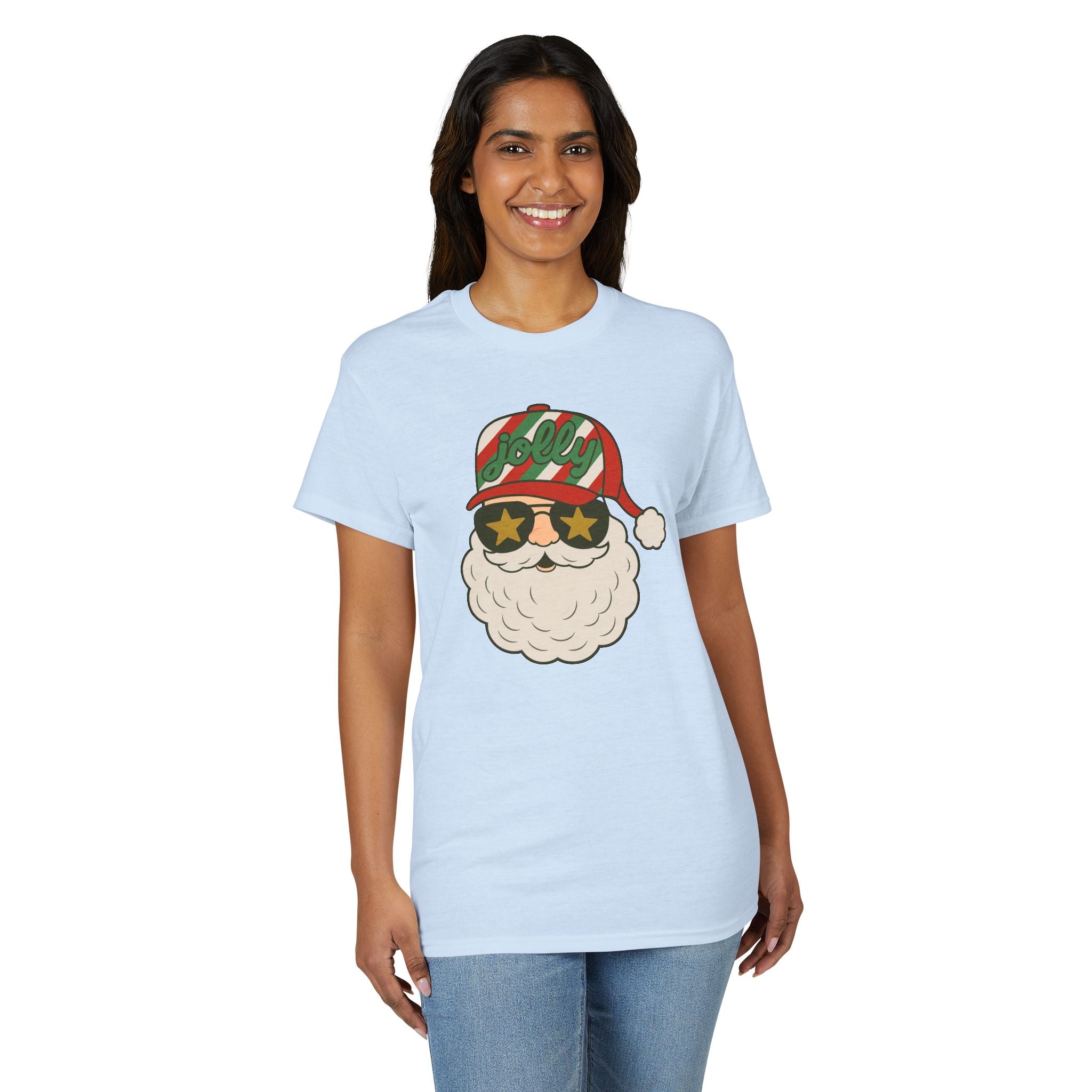 Striped Jolly Santa Gildan unisex T-Shirt
