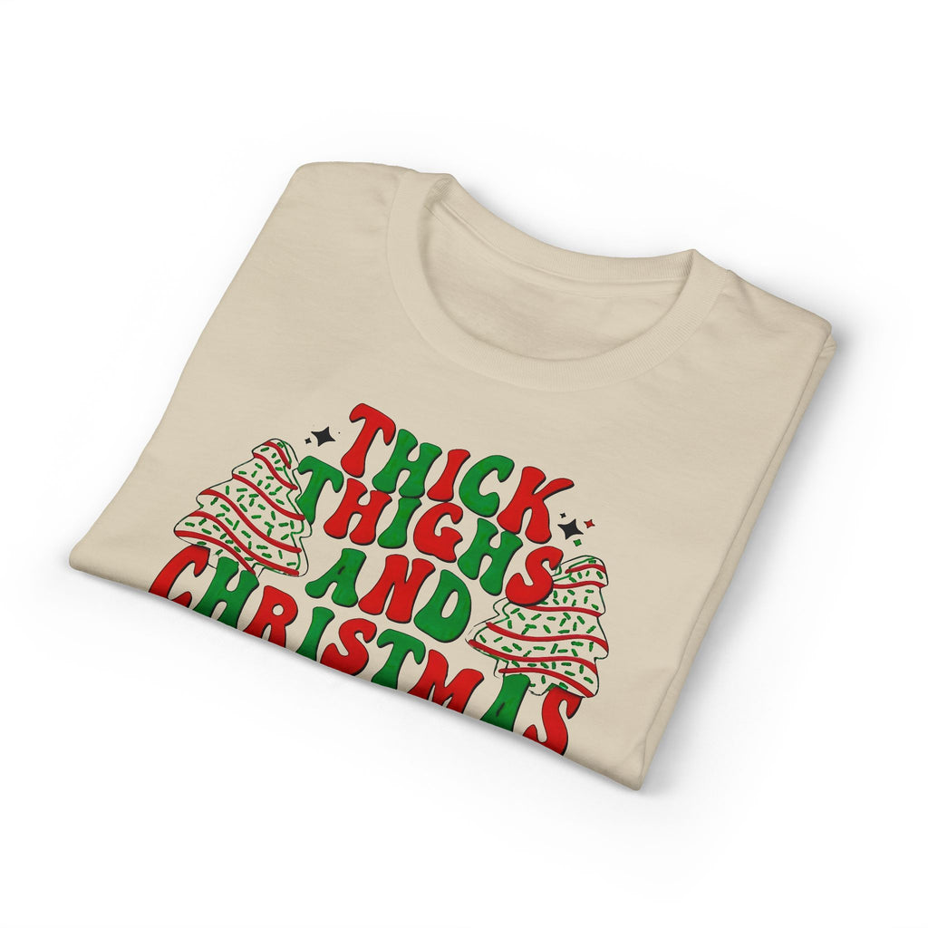 Thick Thighs and Christmas Vibes Gildan unisex T-Shirt