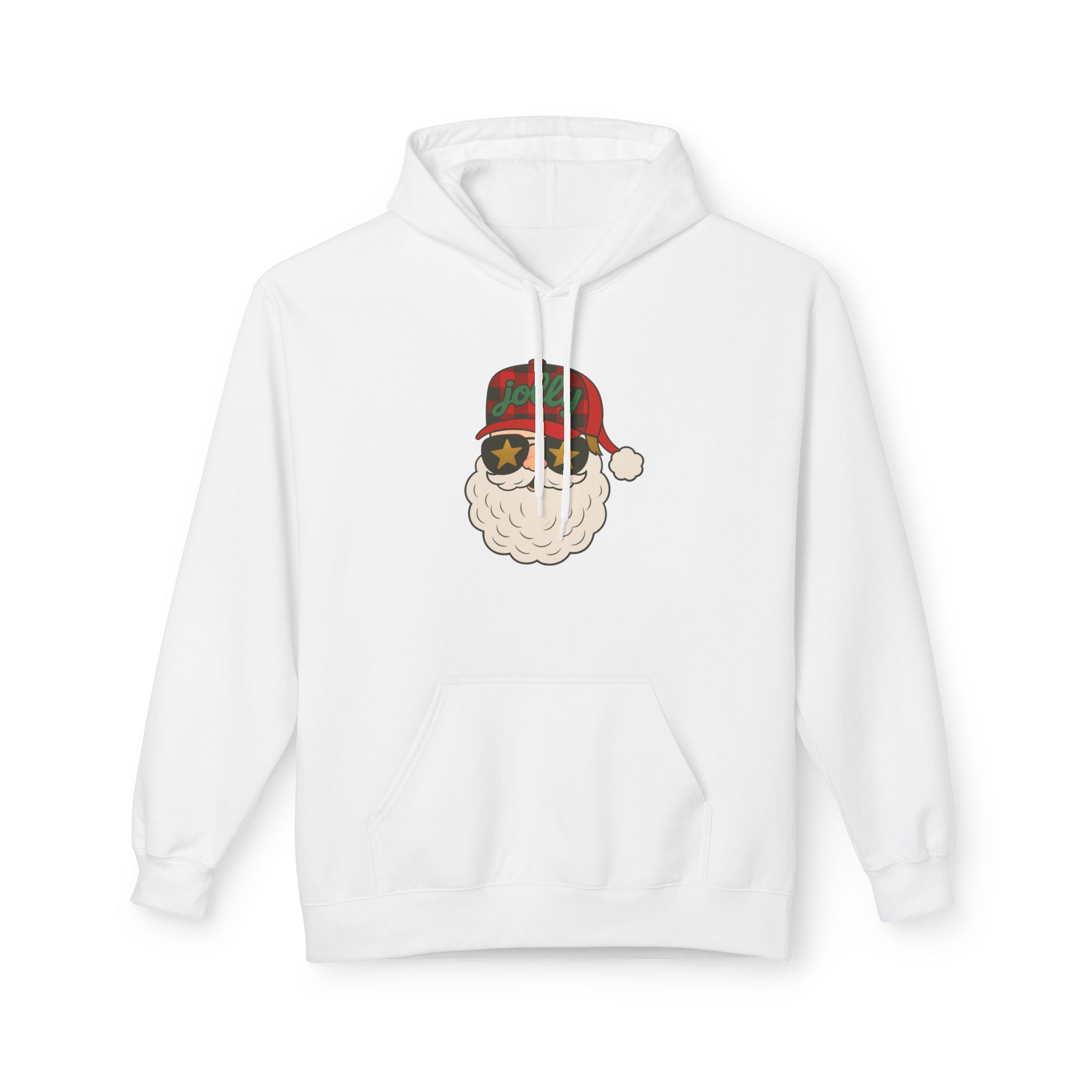 Buffalo Plaid Jolly Santa Fleece Hoodie