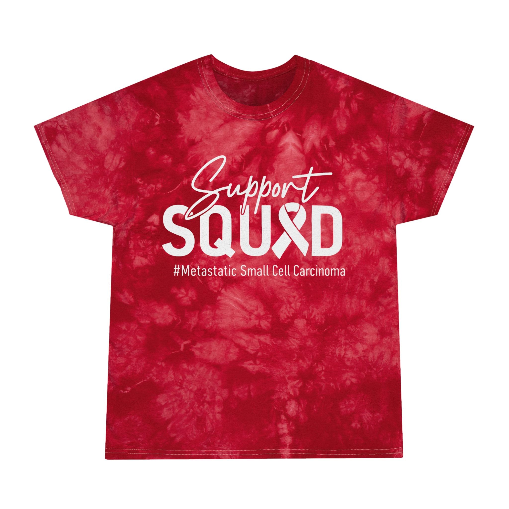 White Ribbon Support Tie-Dye Crystal Tee