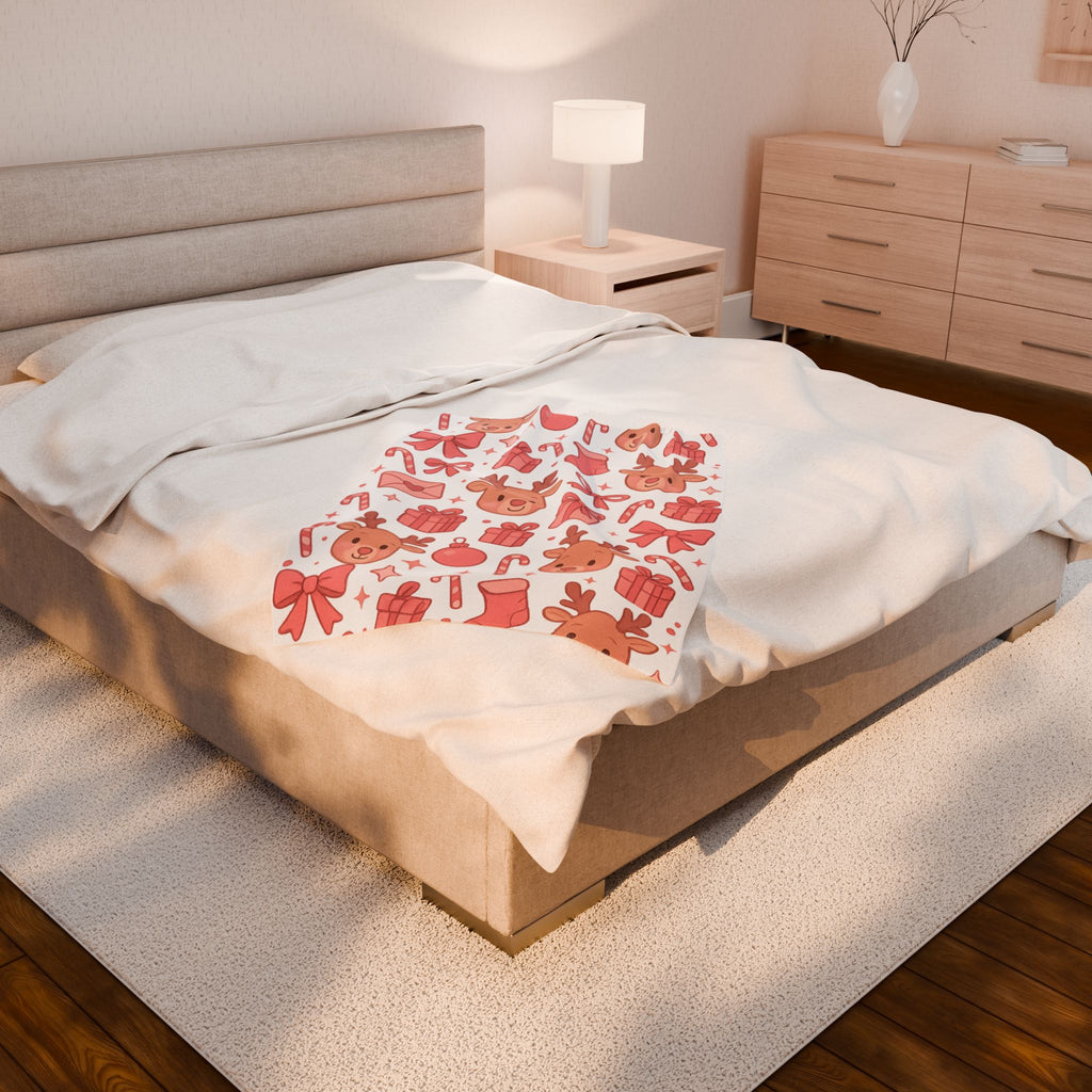 Plush Blanket - Cute Pink Christmas Throw