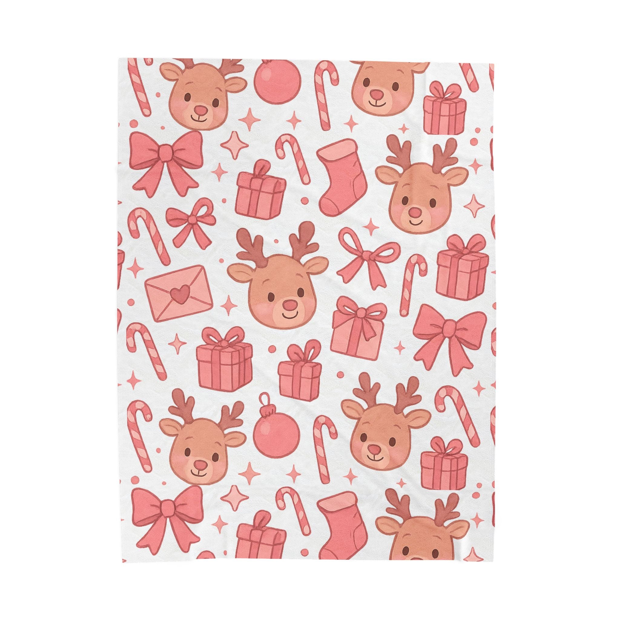 Plush Blanket - Cute Pink Christmas Throw