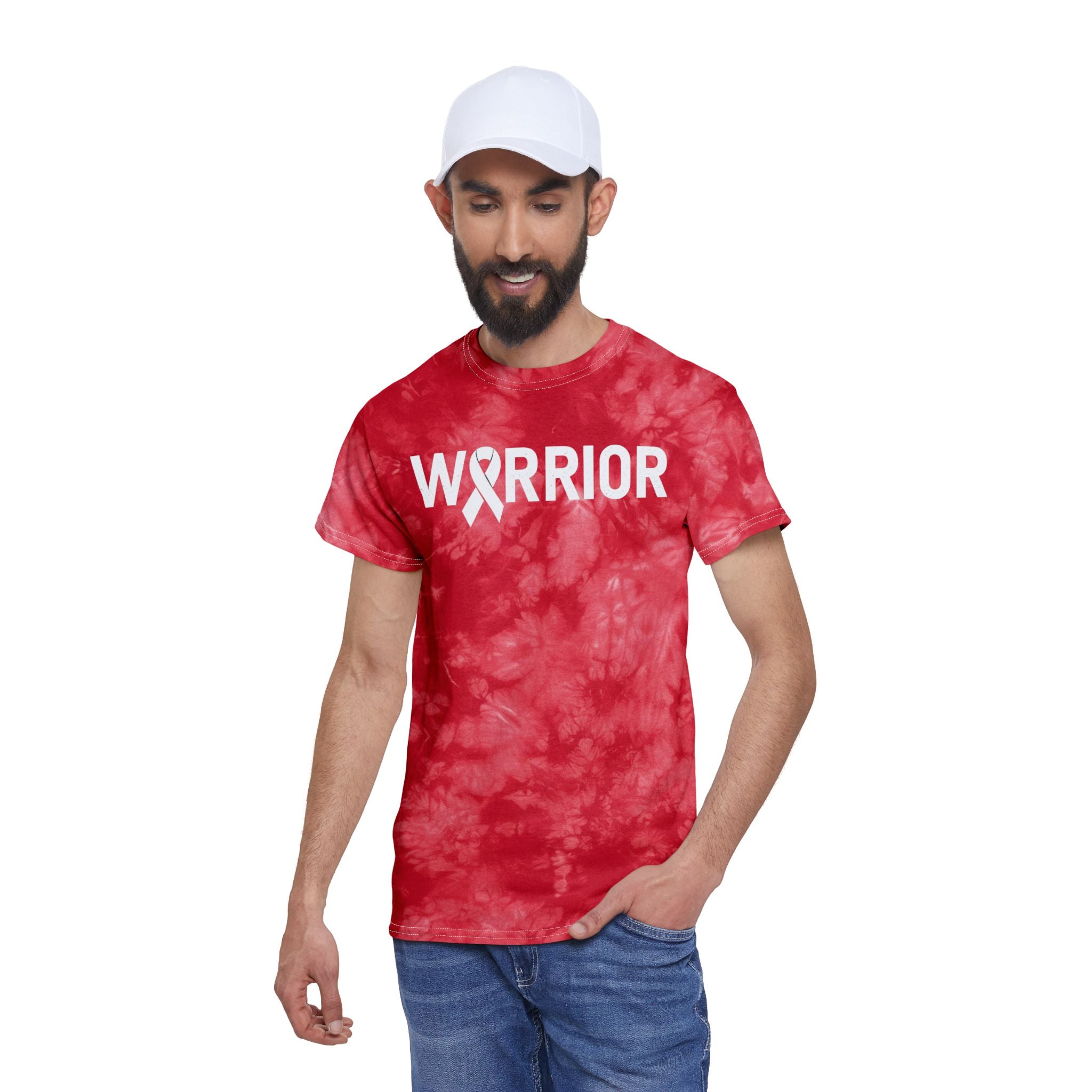 White Ribbon Warrior Tie-Dye Crystal Tee