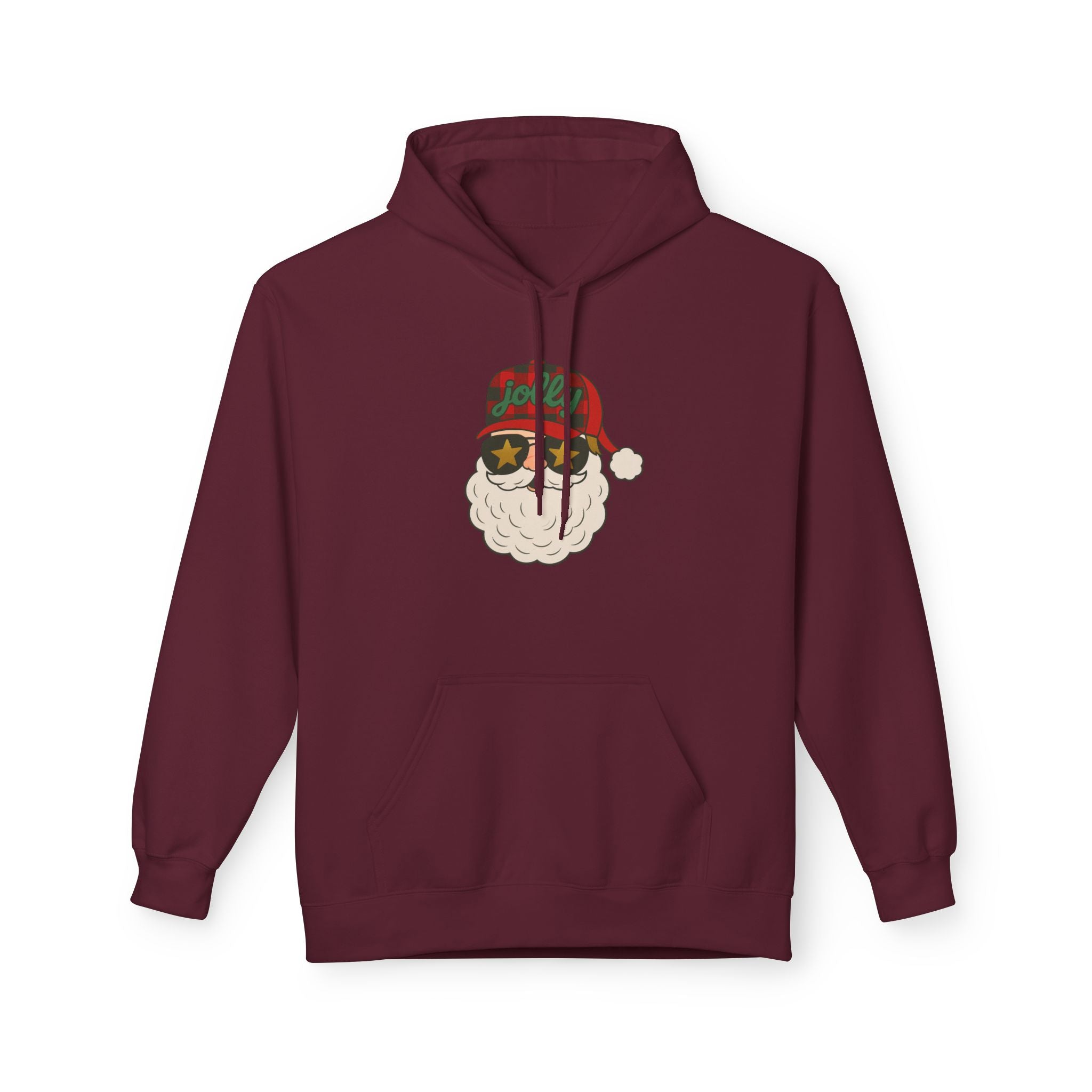 Buffalo Plaid Jolly Santa Fleece Hoodie