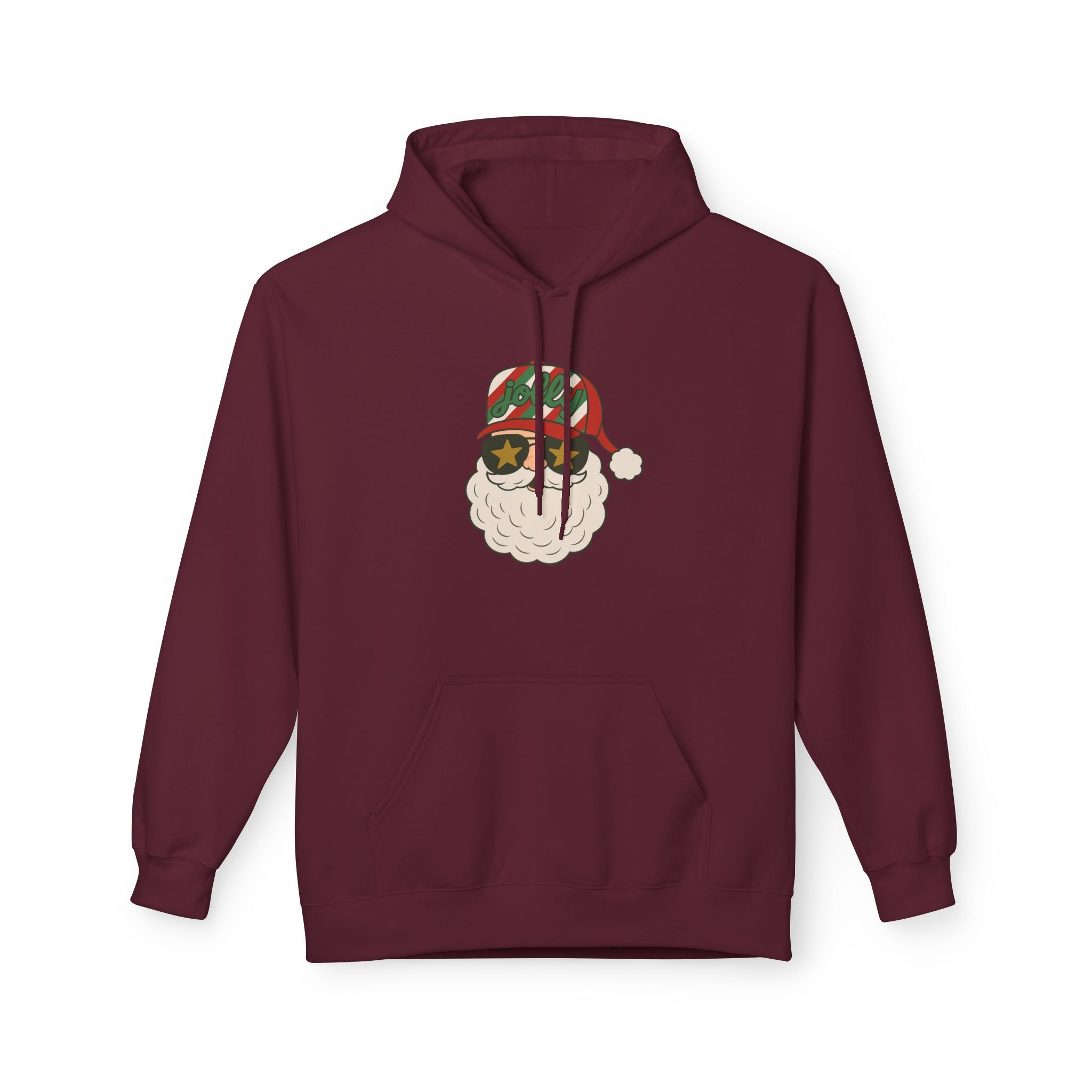 Striped Jolly Santa Fleece Hoodie