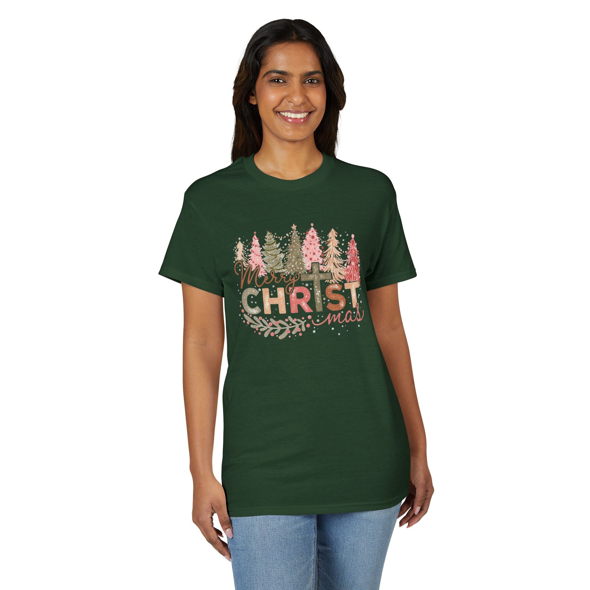 Merry Christmas Cross Gildan unisex T-Shirt