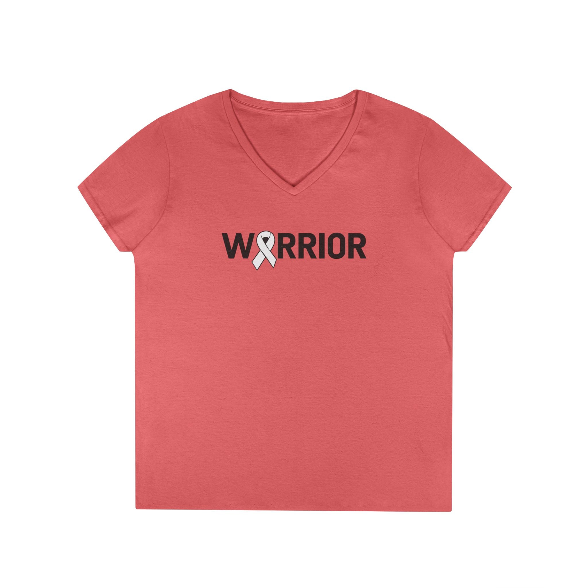 White Ribbon Warrior Gildan V-Neck Tee