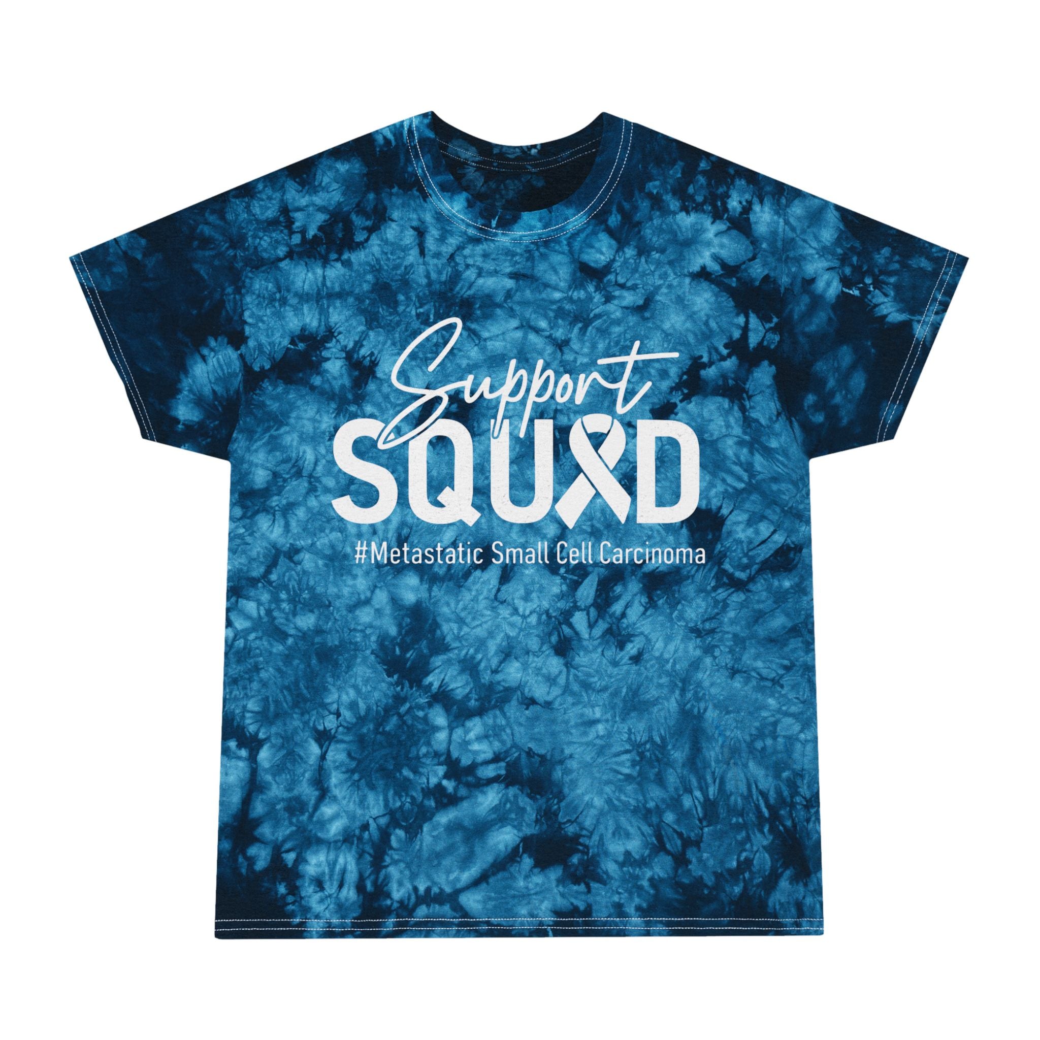 White Ribbon Support Tie-Dye Crystal Tee